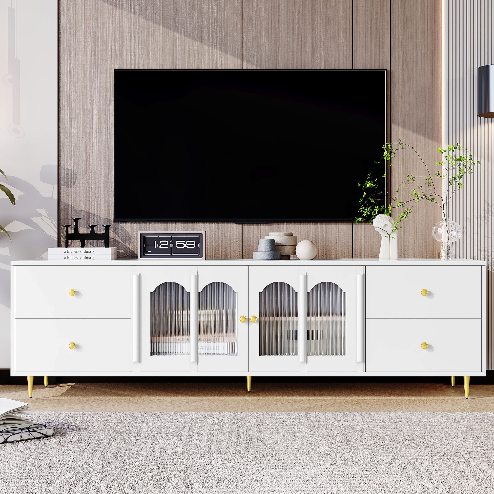 70.9" Modern TV Stand for 75" TVs w/ Drawers & Cabinets