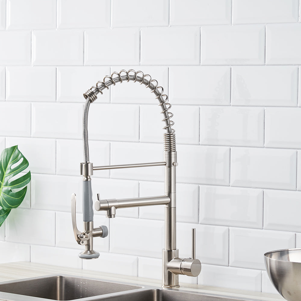 Brushed Nickel Kitchen Faucet: Pull-Down Sprayer