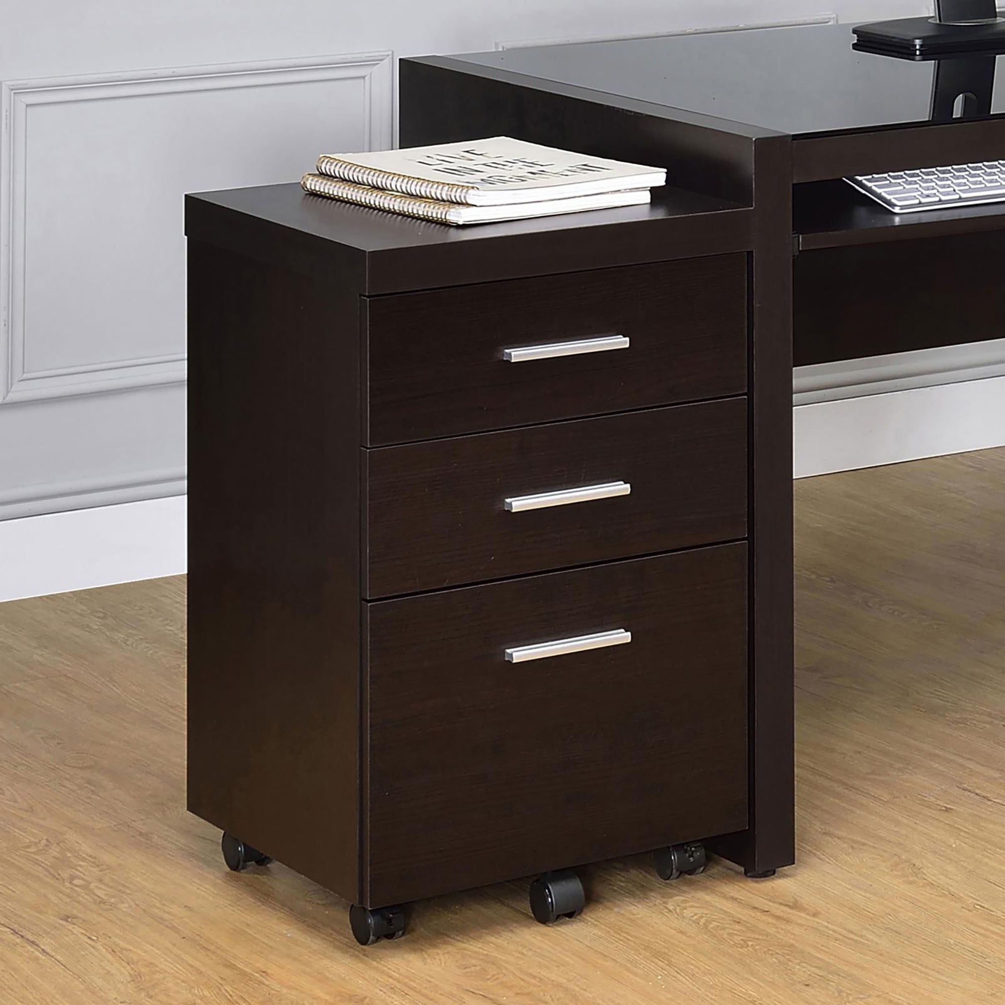 Mobile File Cabinet: Cappuccino 3-Drawer