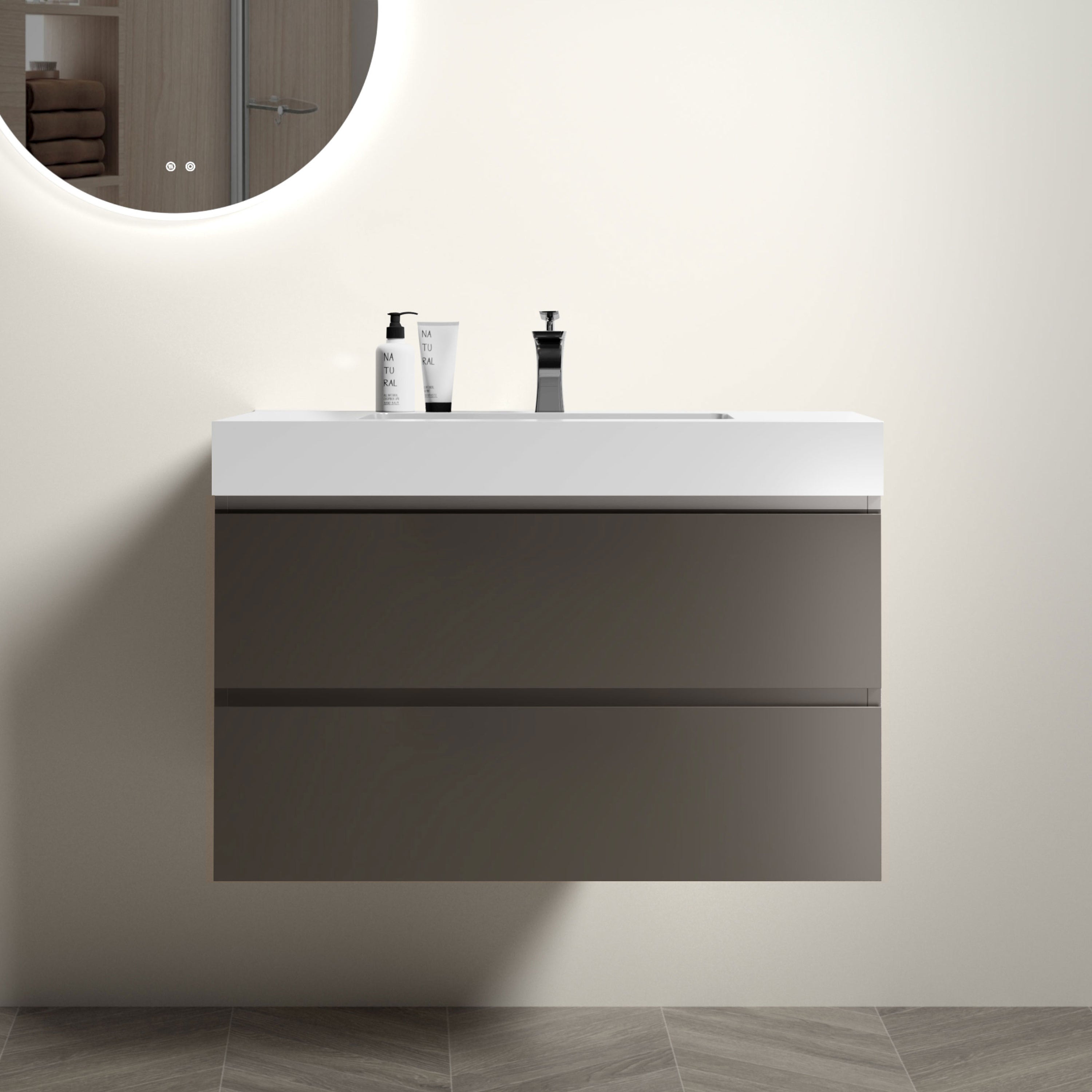 Alice 36" Gray Floating Bathroom Vanity