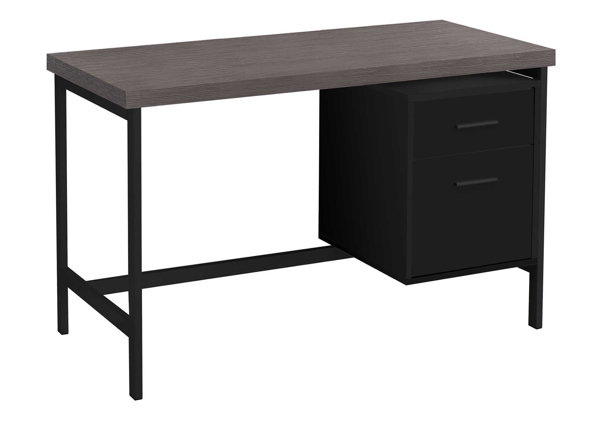 48" Modern Computer Desk w/ Drawers - Black & Grey