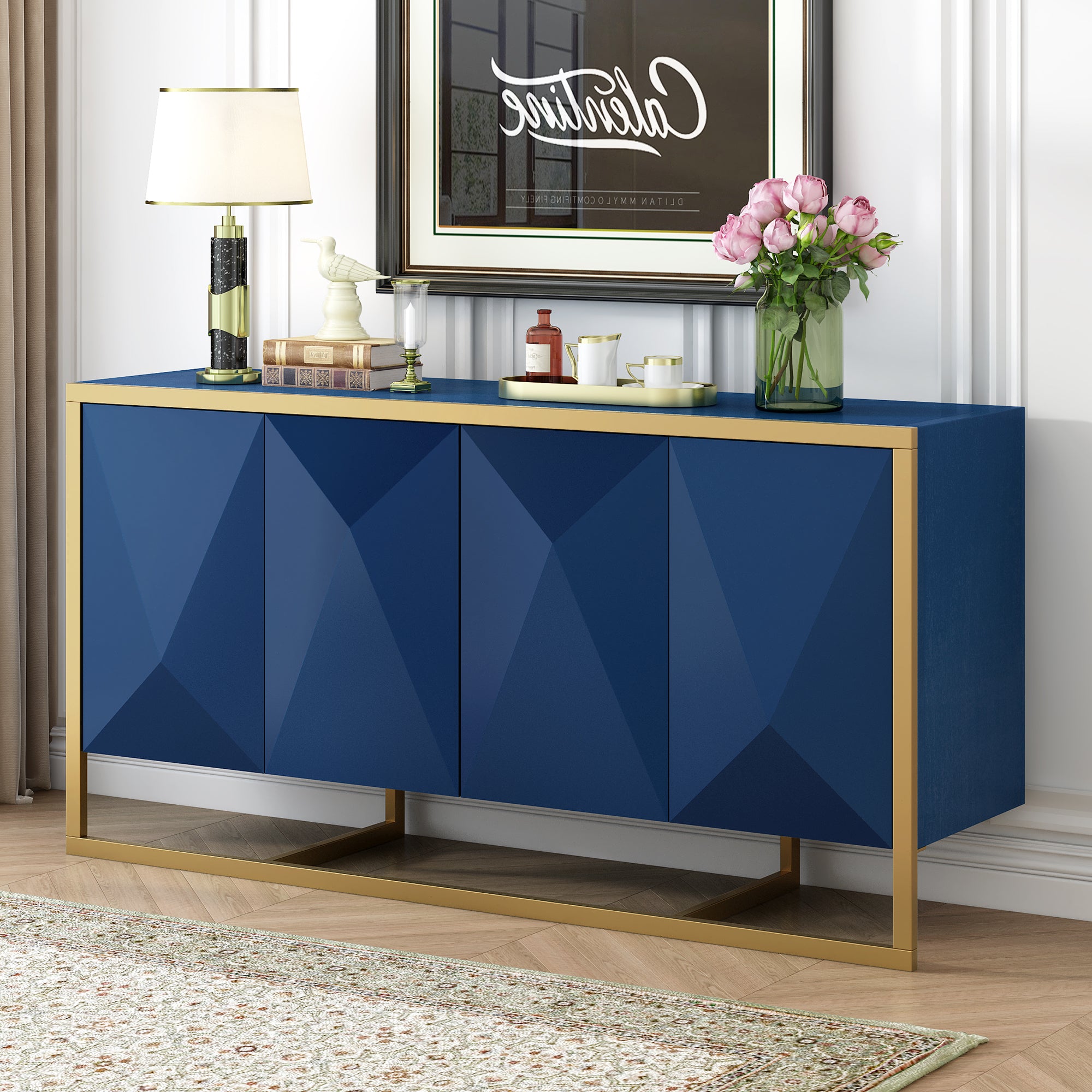 Modern Mahogany Sideboard | Unique Metal Legs | U_STYLE