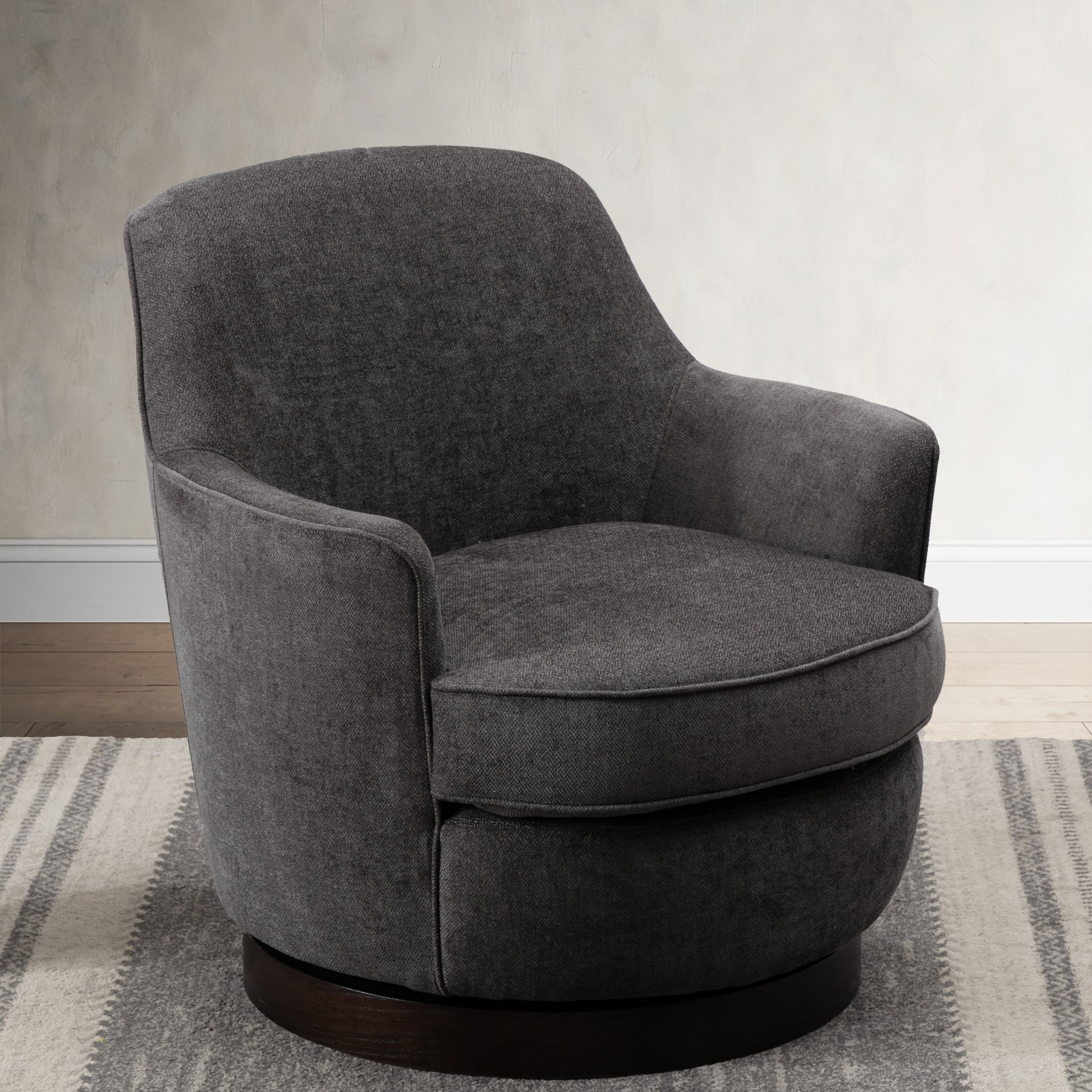 Richfield Charcoal Swivel Chair | Wood Base