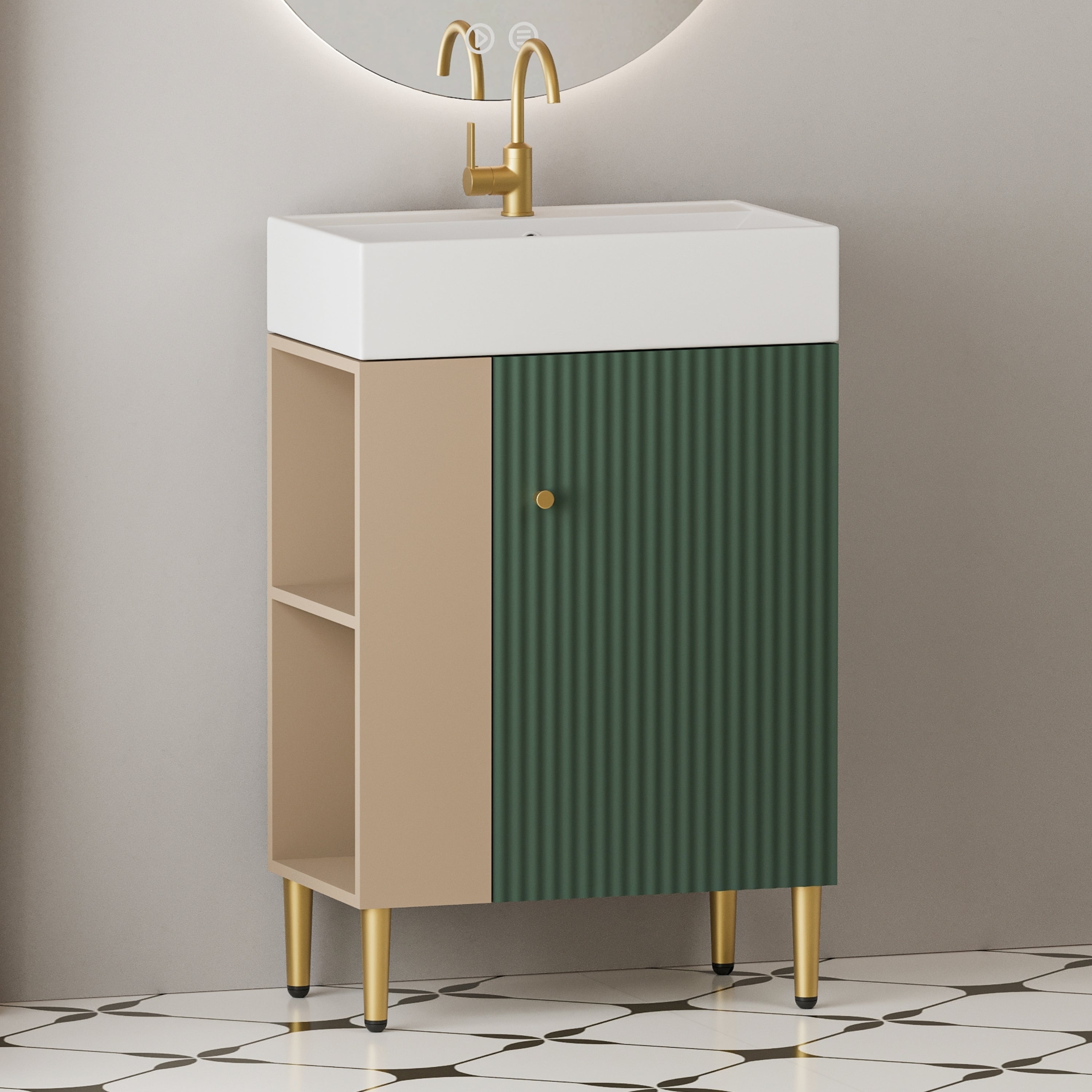 Green 21.6" Open Shelf Bathroom Vanity