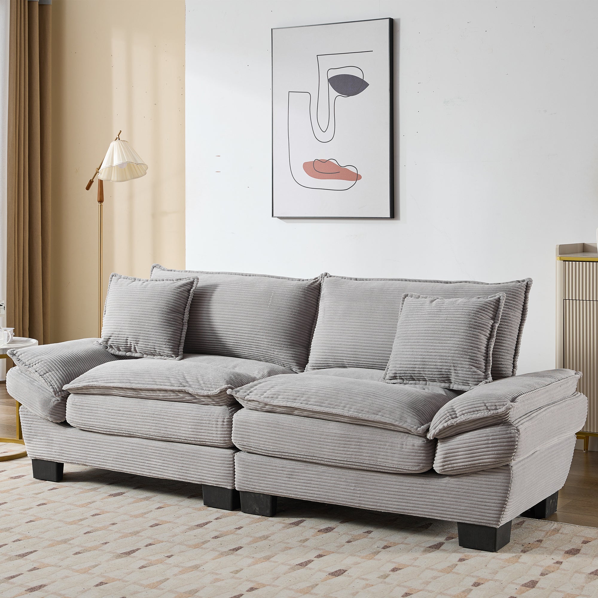 Comfy Corduroy Sofa Sleeper: Grey Couch