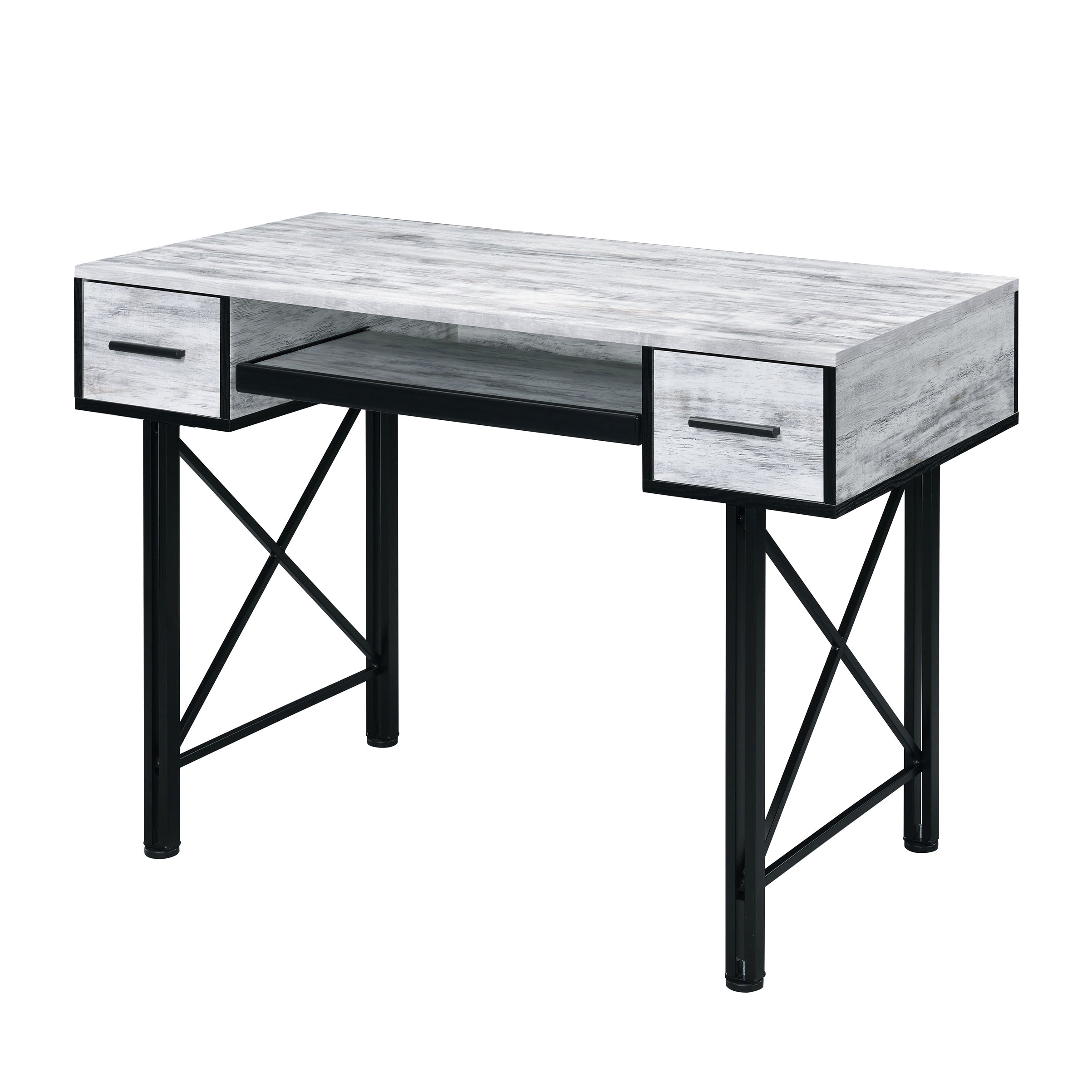 Antique White & Black Computer Desk w/ Keyboard Tray