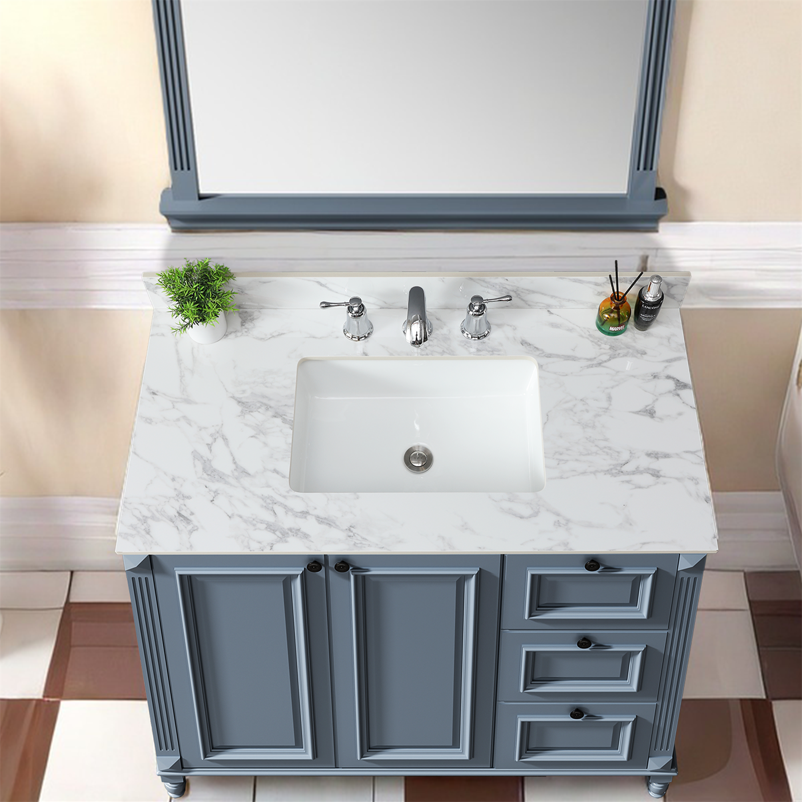 Carra White Sintered Stone Vanity Top 43x22"