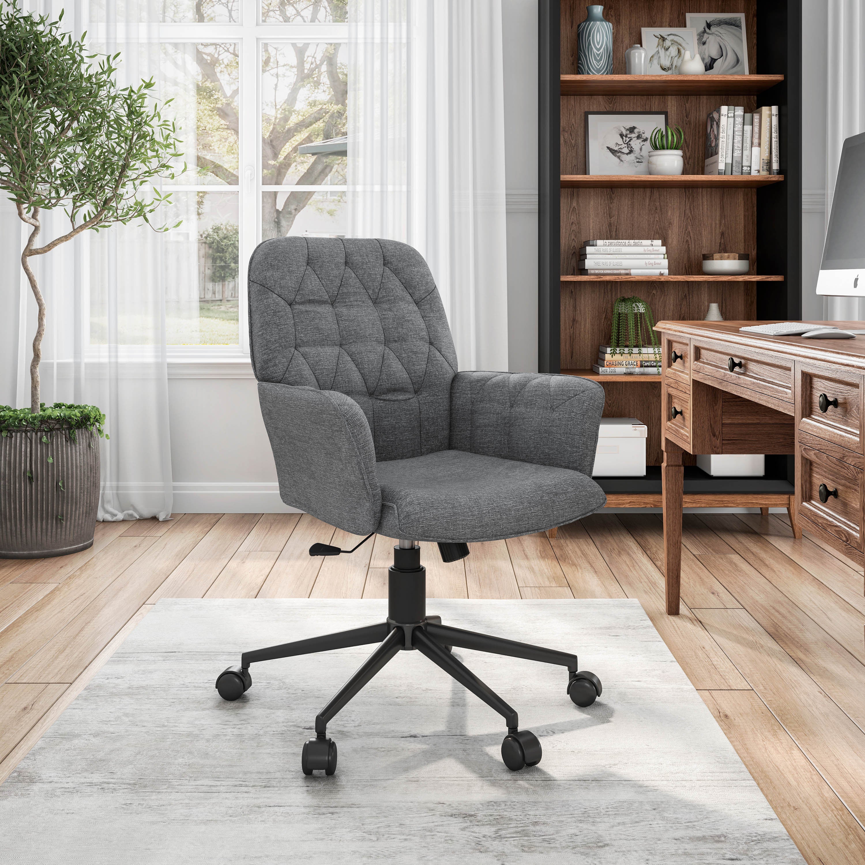 Grey Tufted Office Chair | Modern Design