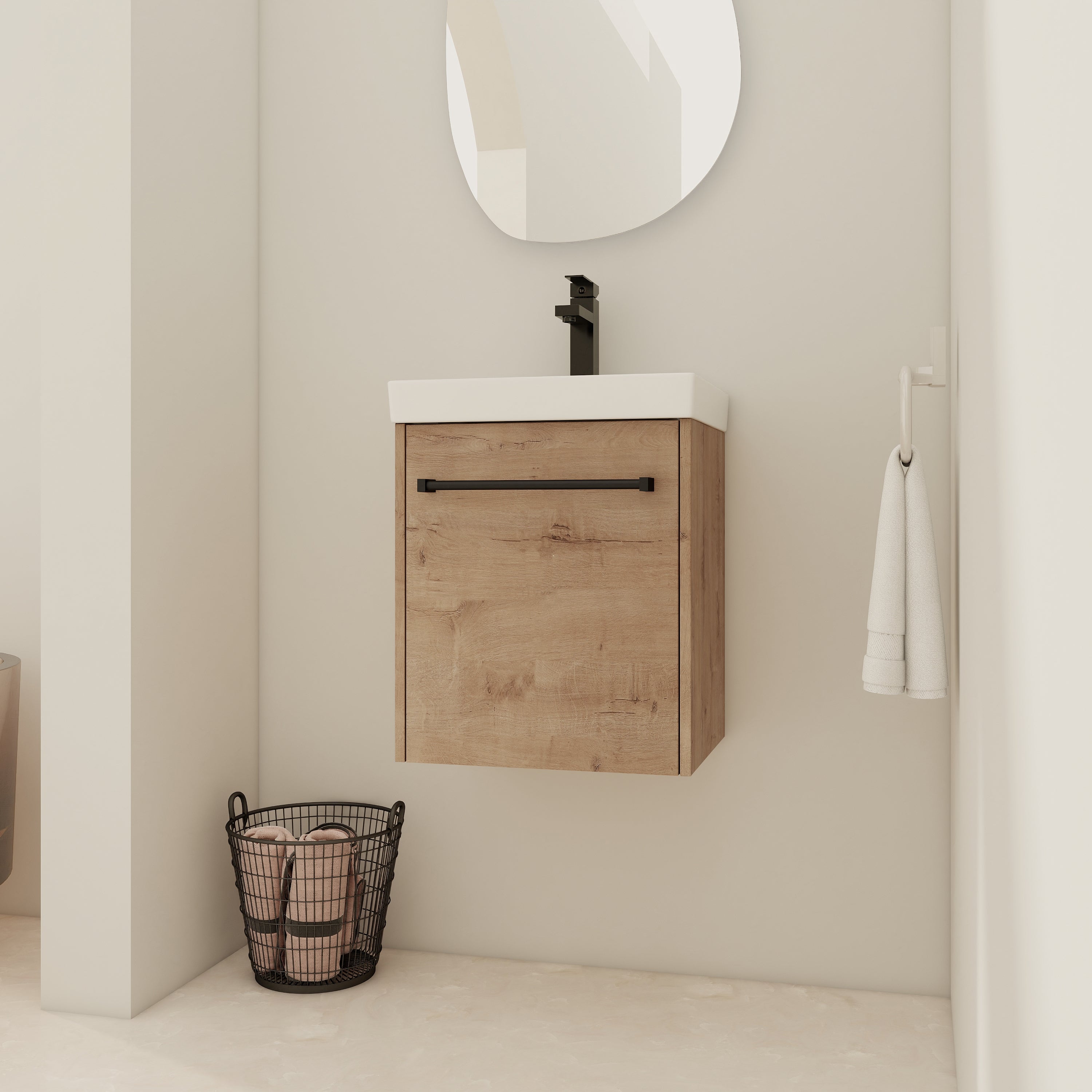 Small Bathroom Vanity: 18" Floating Wall Mount