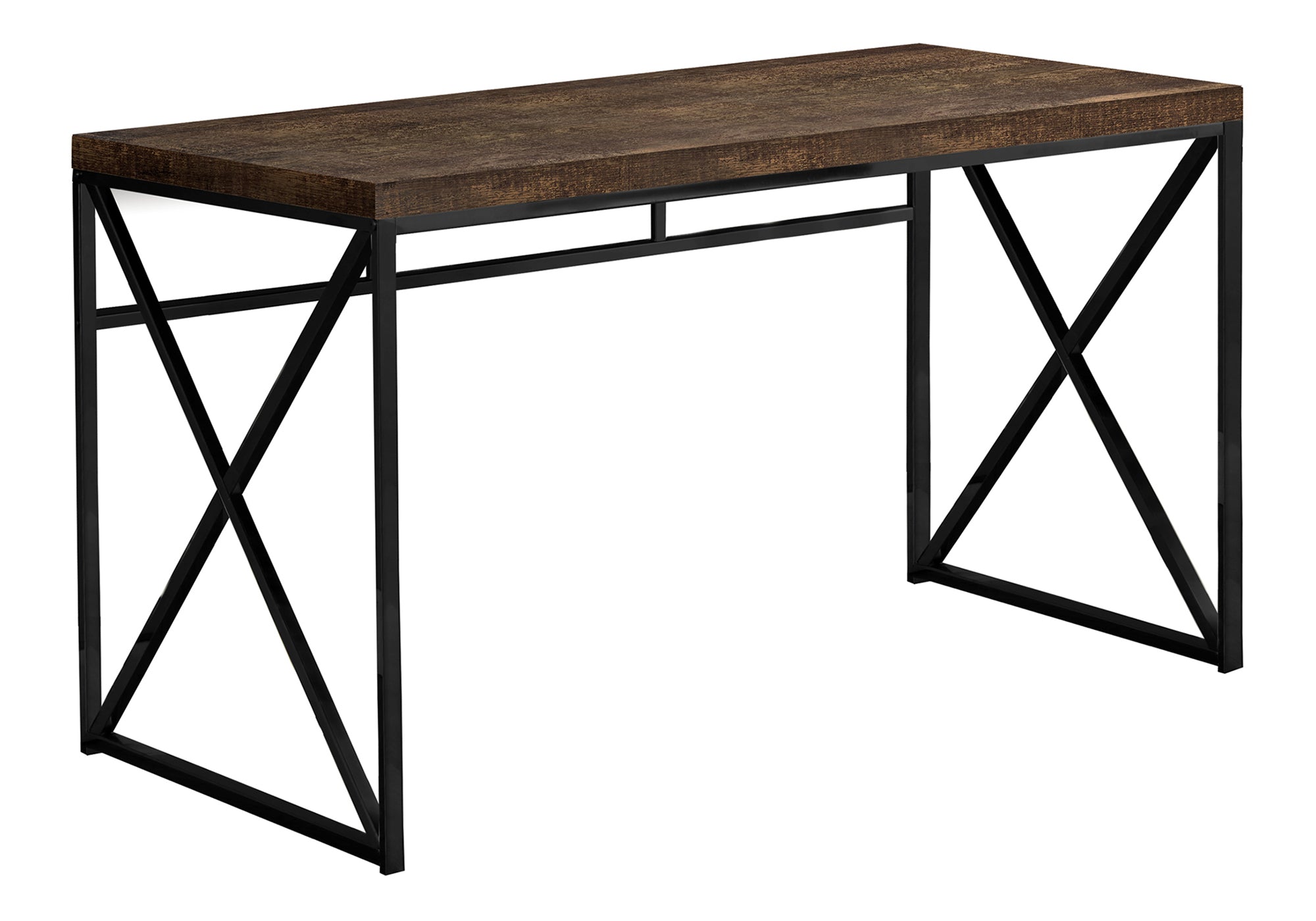 Modern Brown Laminate & Black Metal Computer Desk | Home Office