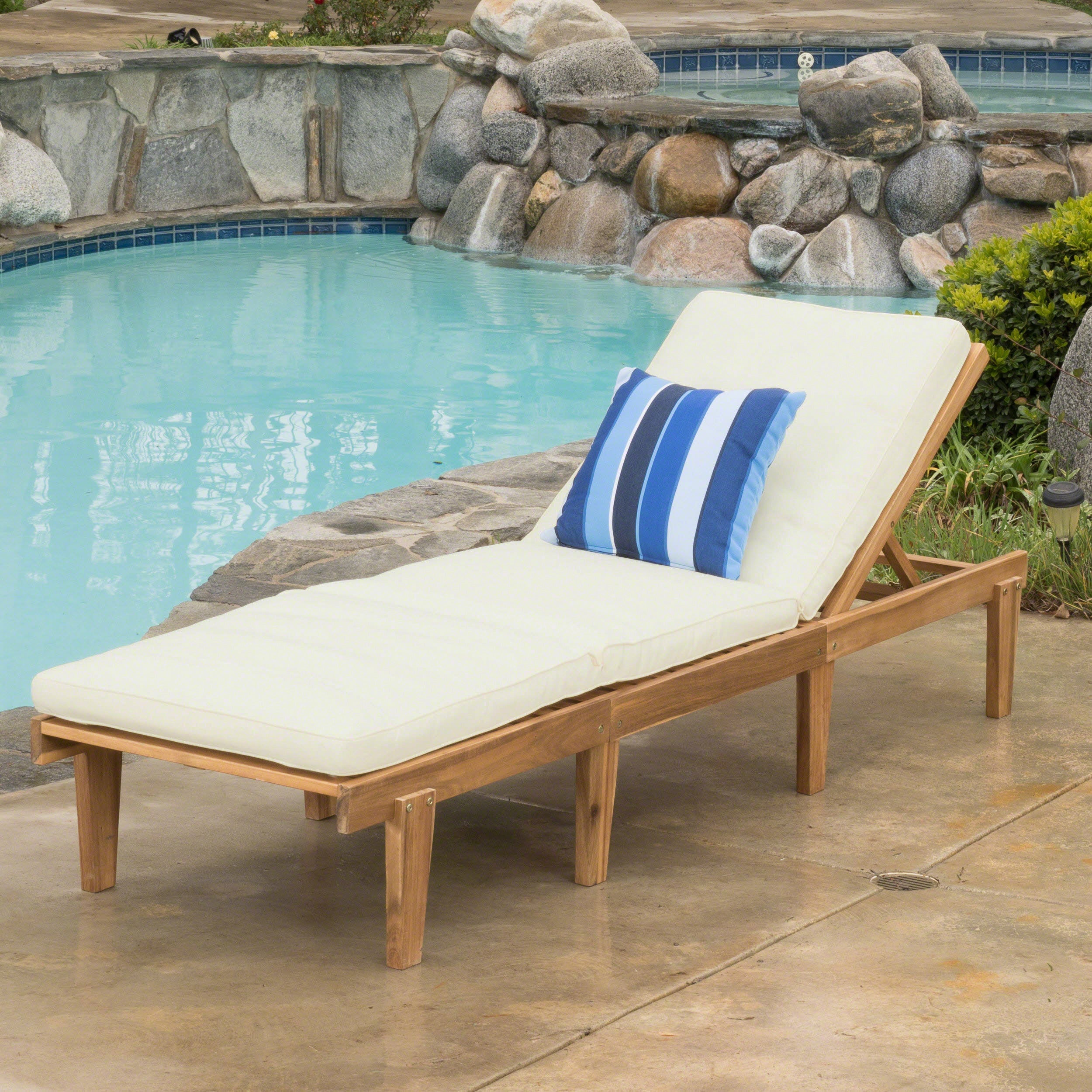 Ariana KD Wood Chaise Lounge with Cushion
