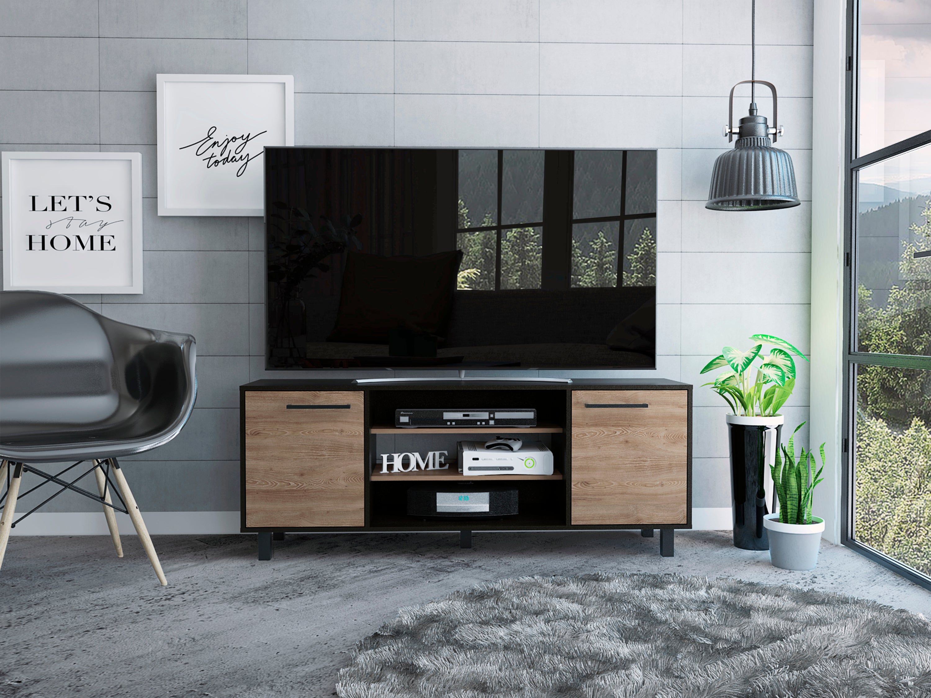 Cannon 3-Shelf TV Stand, 2 Doors, Espresso Finish