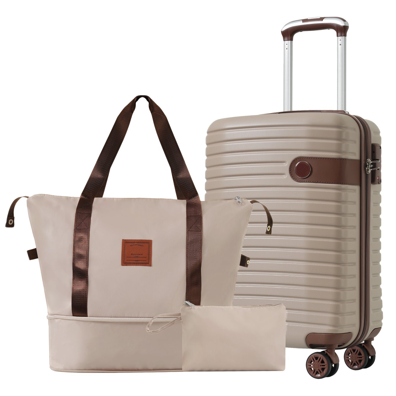 Lightweight Carry-on Luggage Set: 20" Khaki