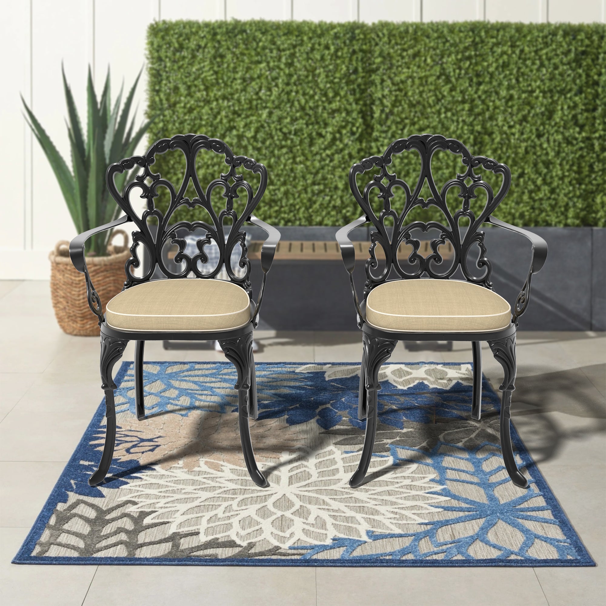 Cast Aluminum Patio Chair Set: 2-Piece