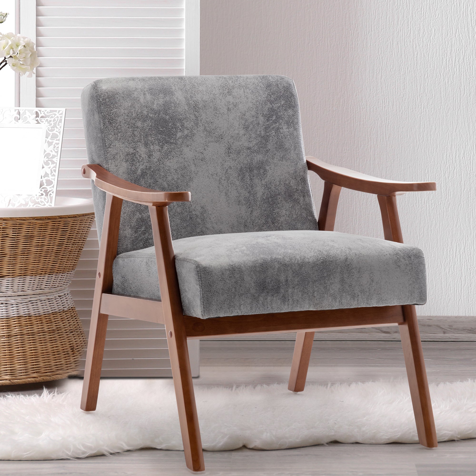 Mid-Century Modern Wingback Chair: Solid Wood