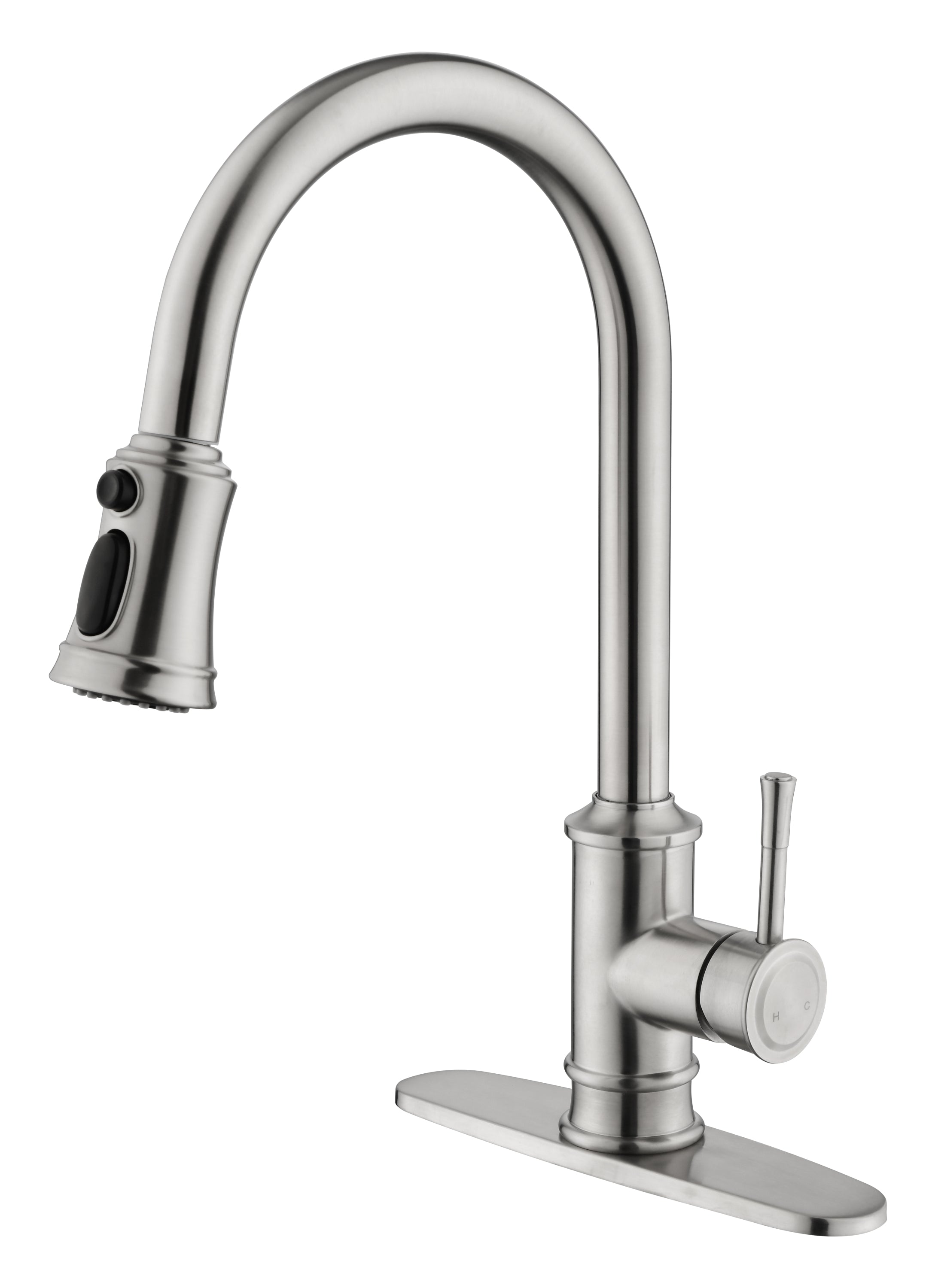 High-Arc Kitchen Faucet: Brushed Nickel & Stainless Steel