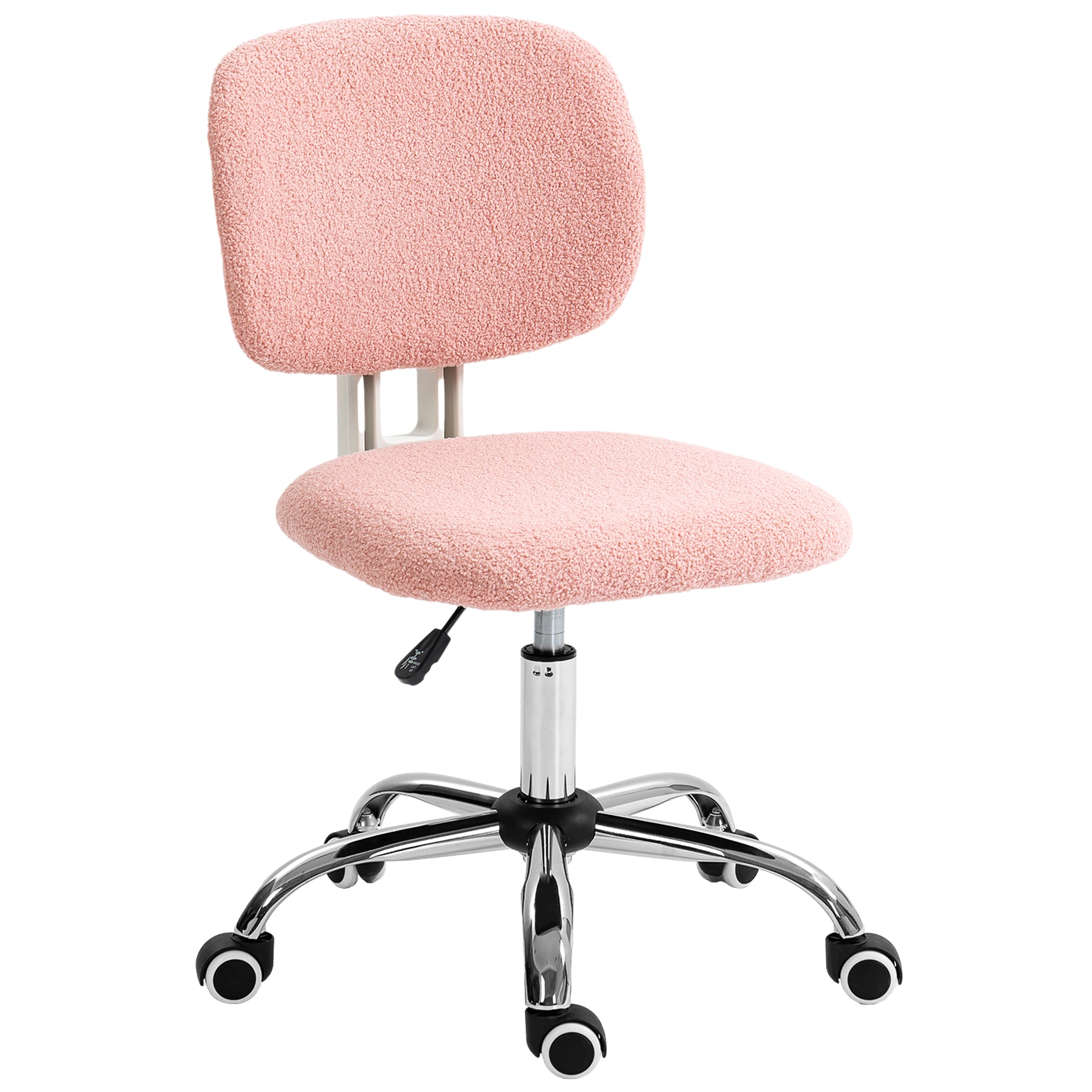 Cute Pink Armless Office Chair, Teddy Fleece Desk Chair
