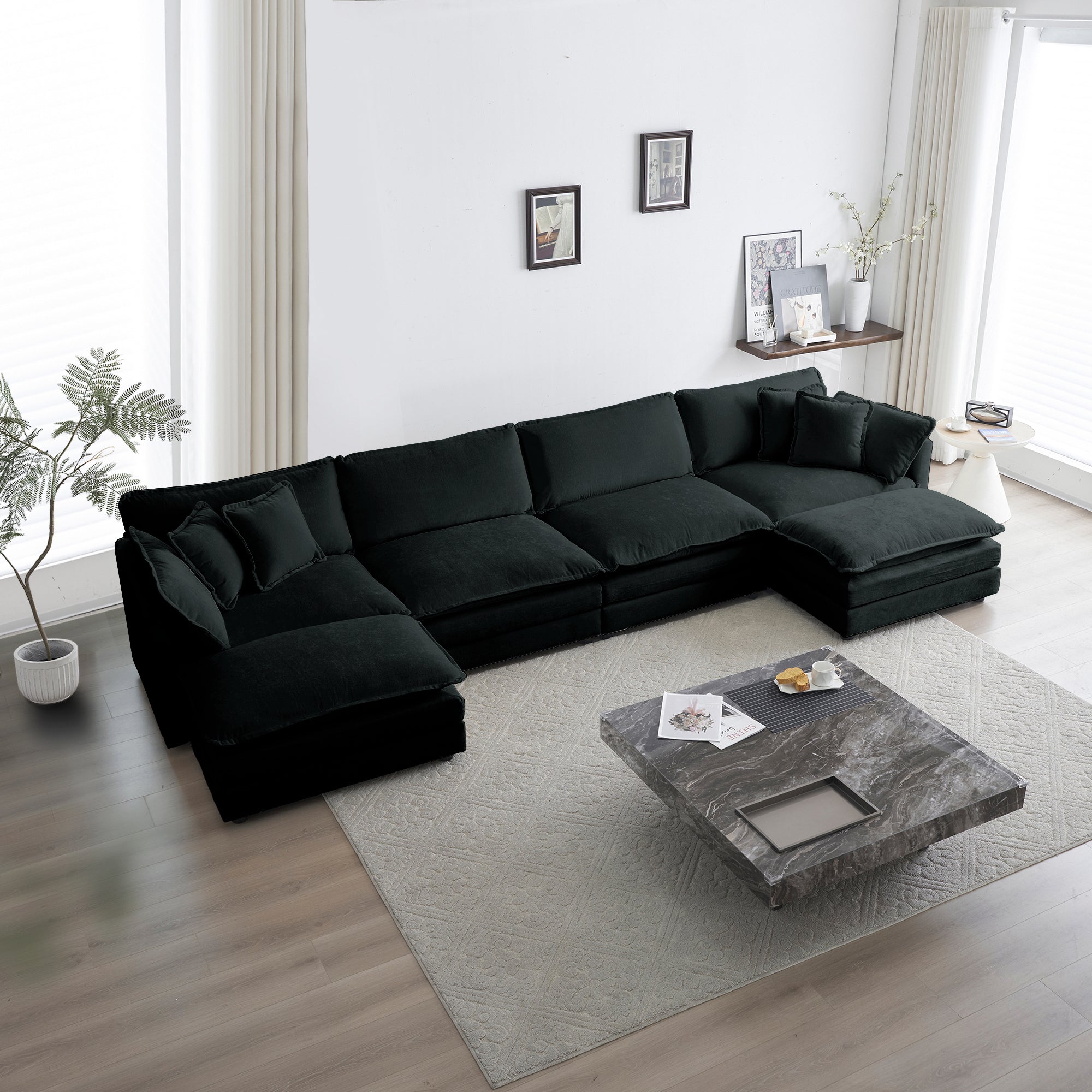 Luxury U-Shaped Sectional Sofa w/ Chaise