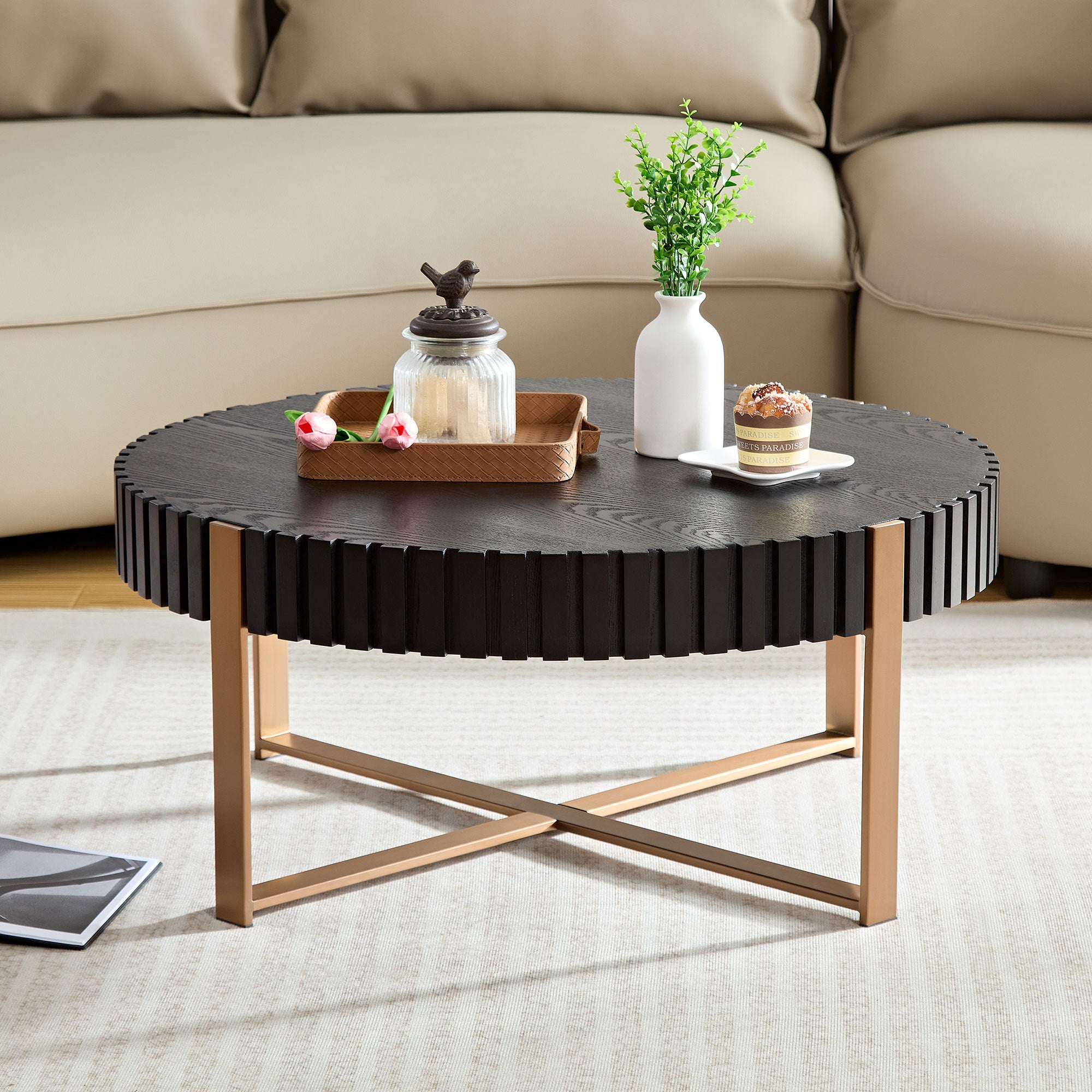 Modern Round Coffee Table | 31.5" Handcrafted Drum