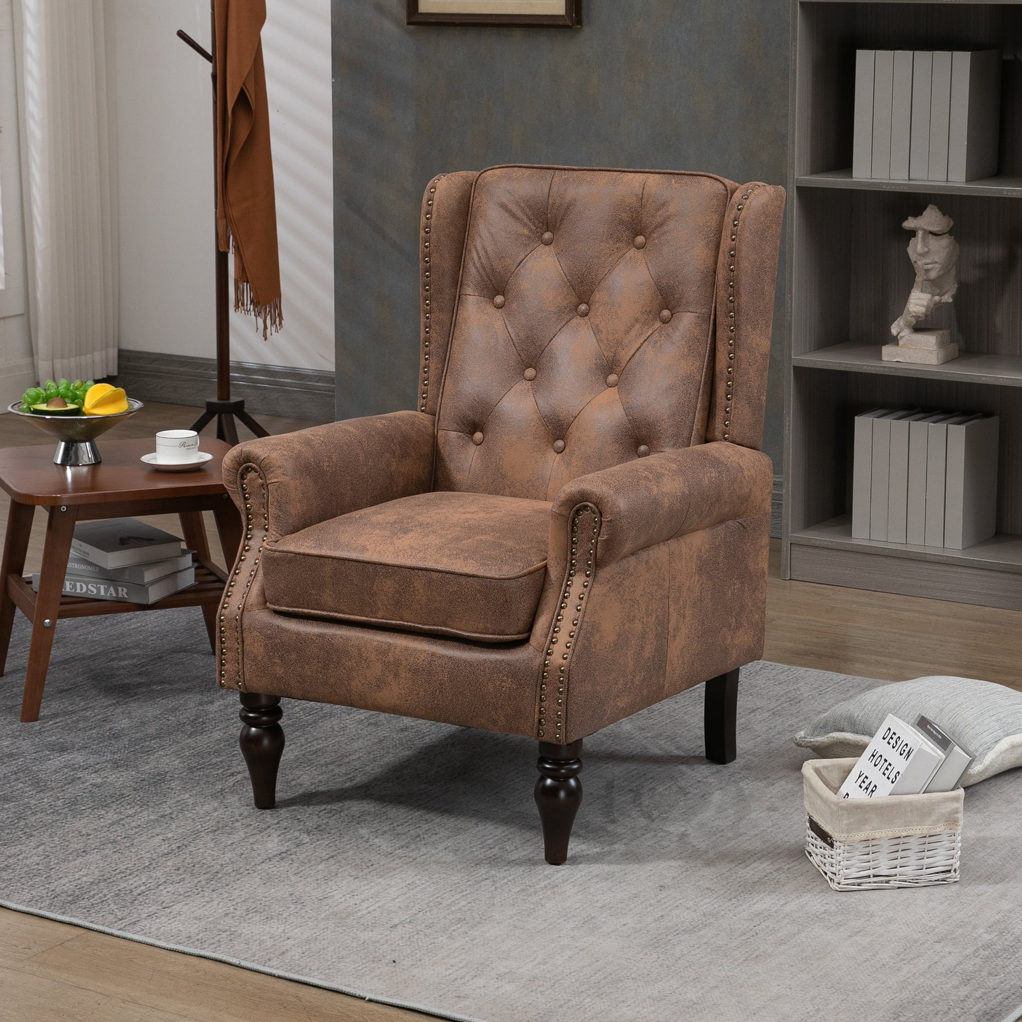 Wood Frame Armchair, Modern Accent Chair, Coffee