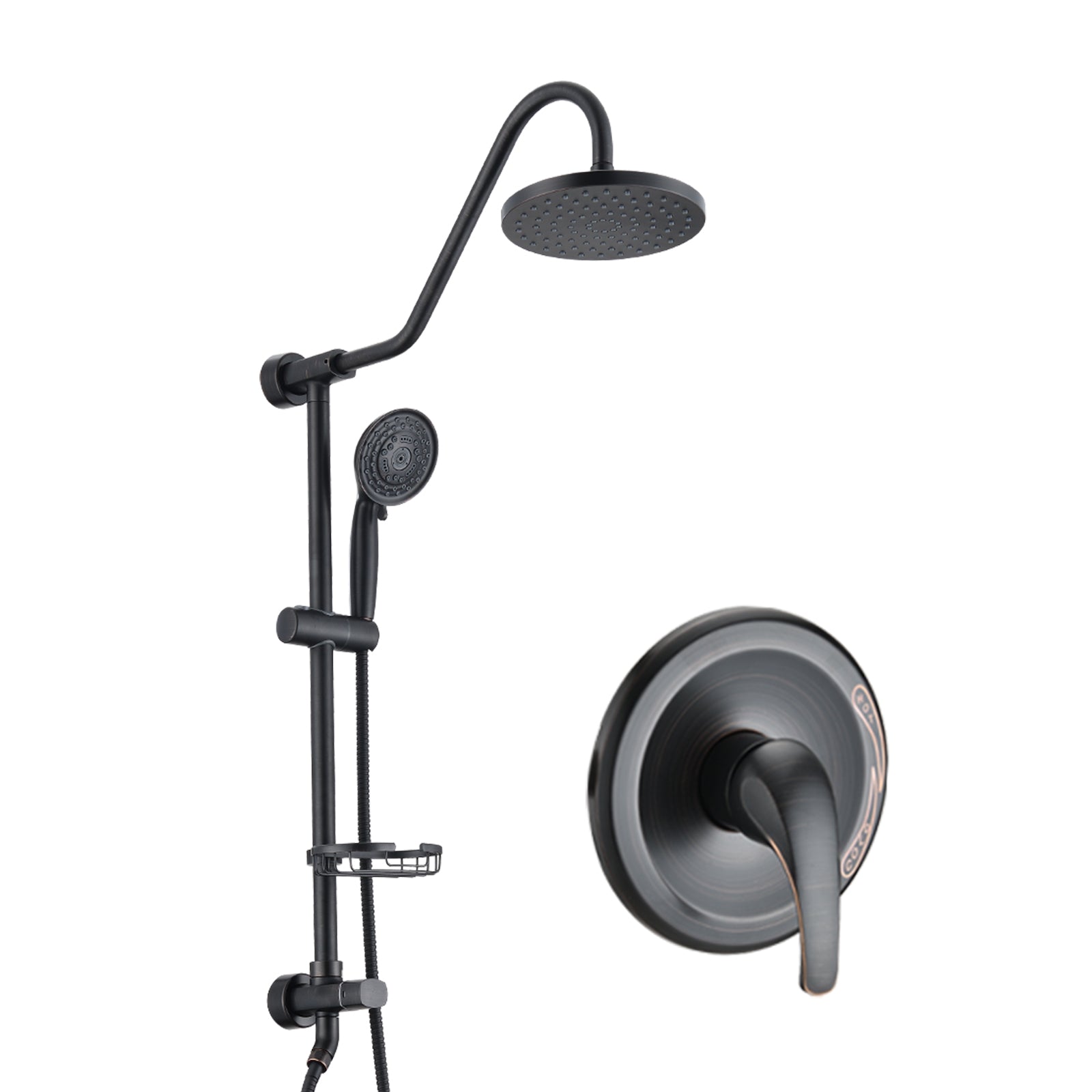 8' Rain Shower Head + Handheld: Complete System