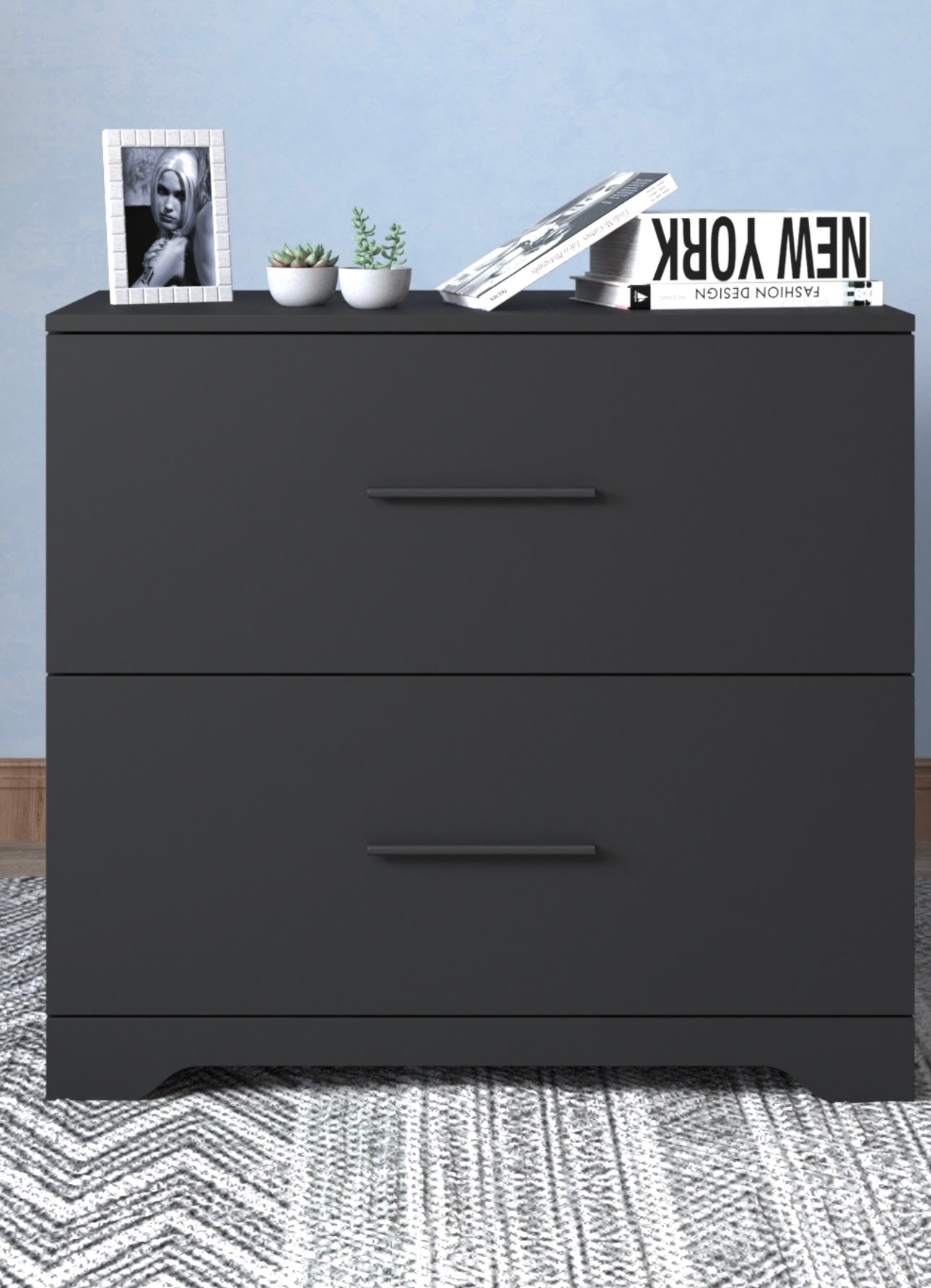 Black 2-Drawer Lateral File Cabinet