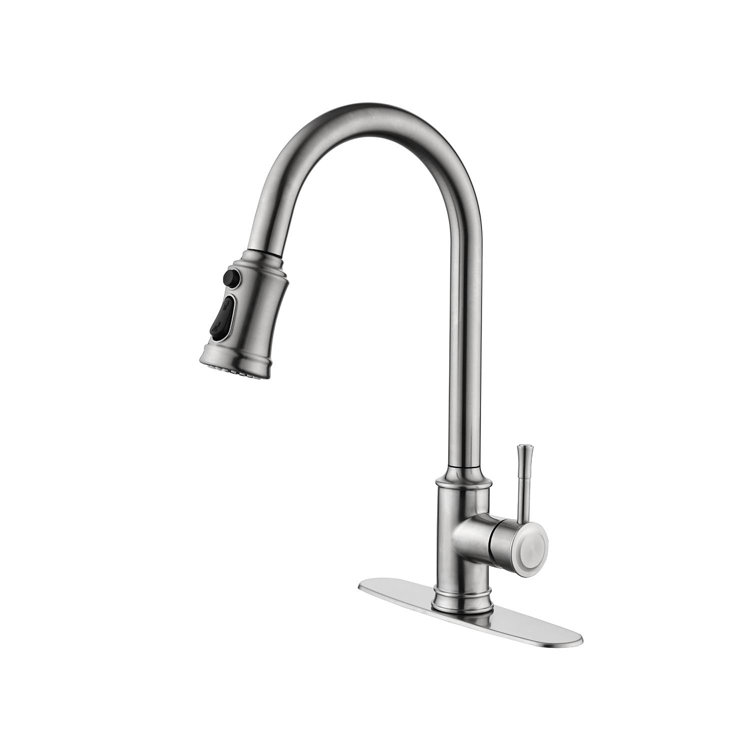 High-Arc Pull-Down Kitchen Faucet - Stainless Steel