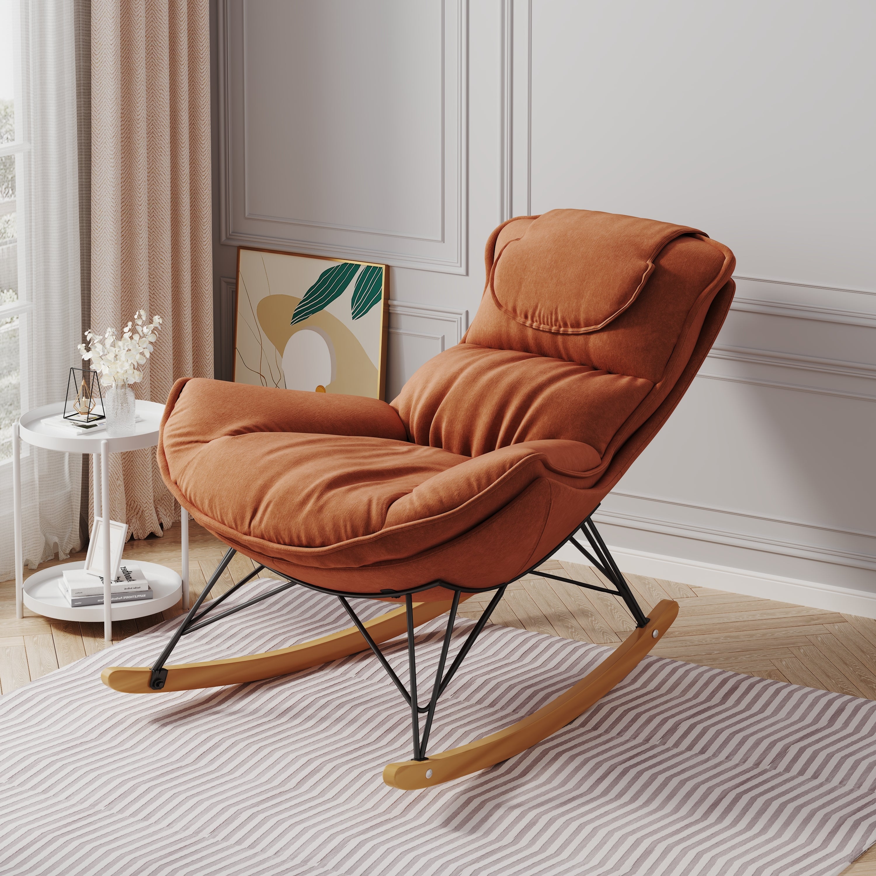 Brown Leisure Rocking Chair: Comfortable & Washable