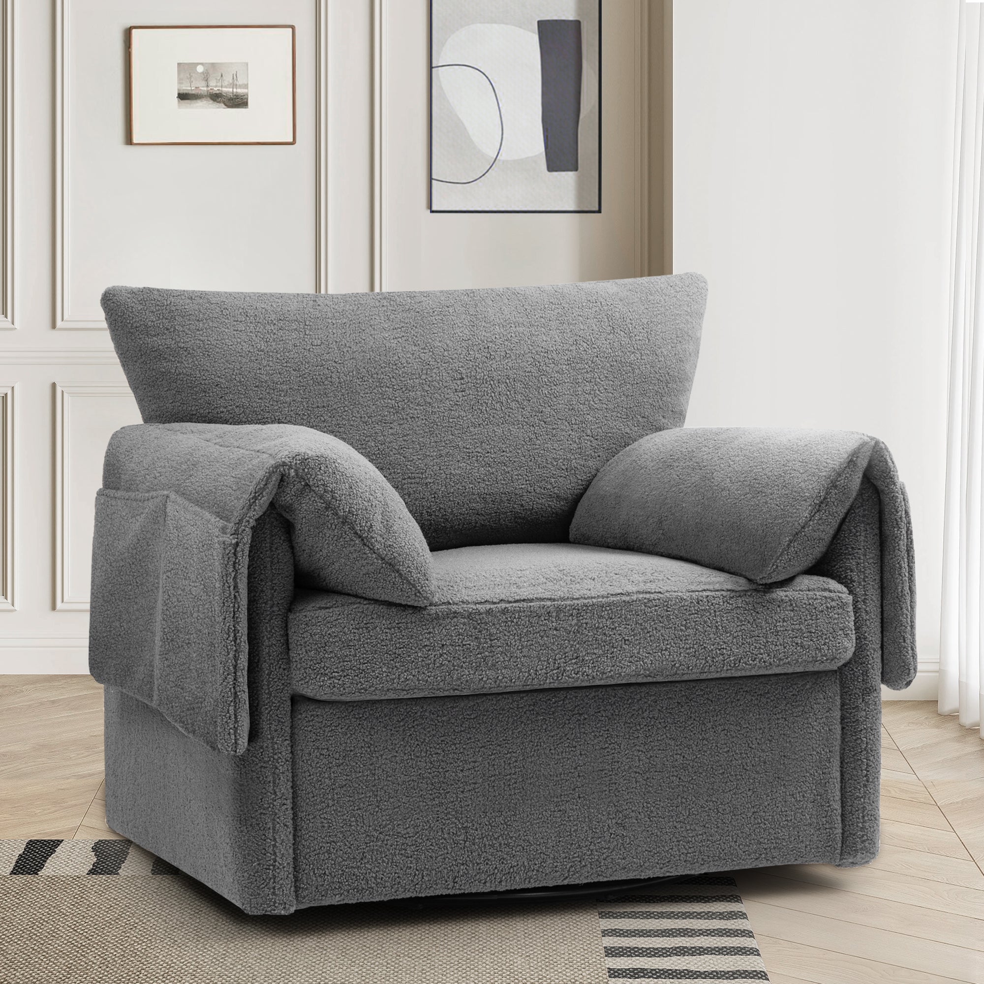 Oversized Swivel Armchair: Modern Comfort for Living Room