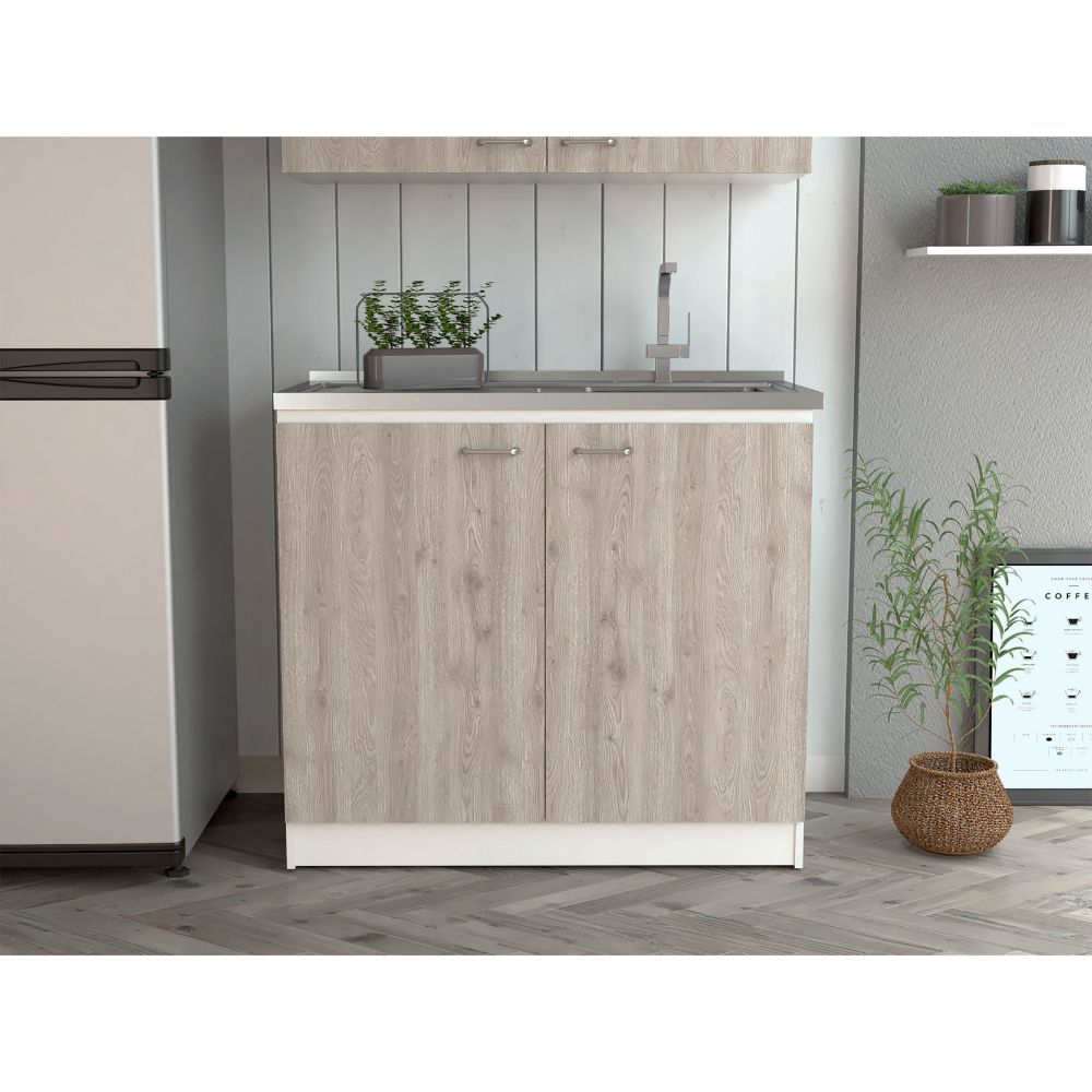 White Freestanding Sink & Double Cabinet