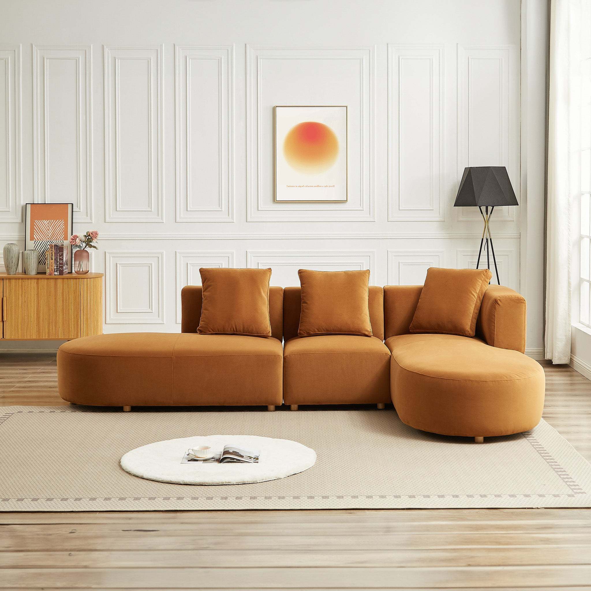 Orby Velvet Sectional Sofa (Right-Facing)