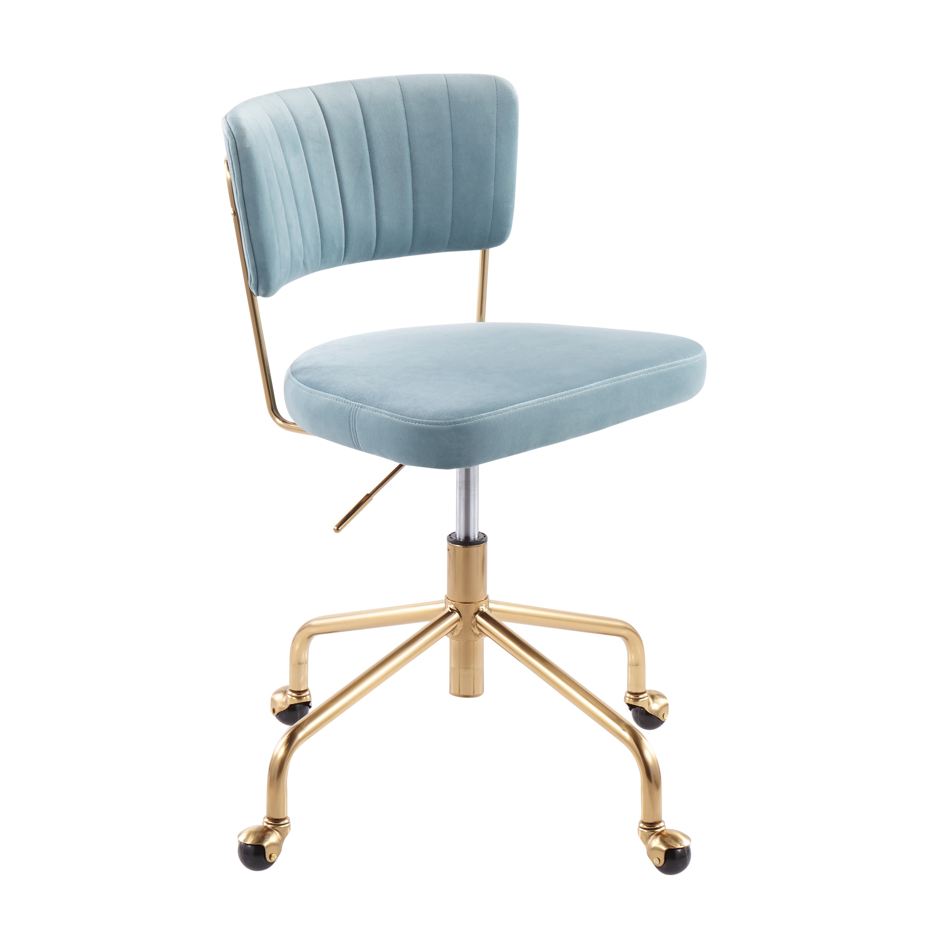 Tania Gold & Light Blue Velvet Task Chair | LumiSource