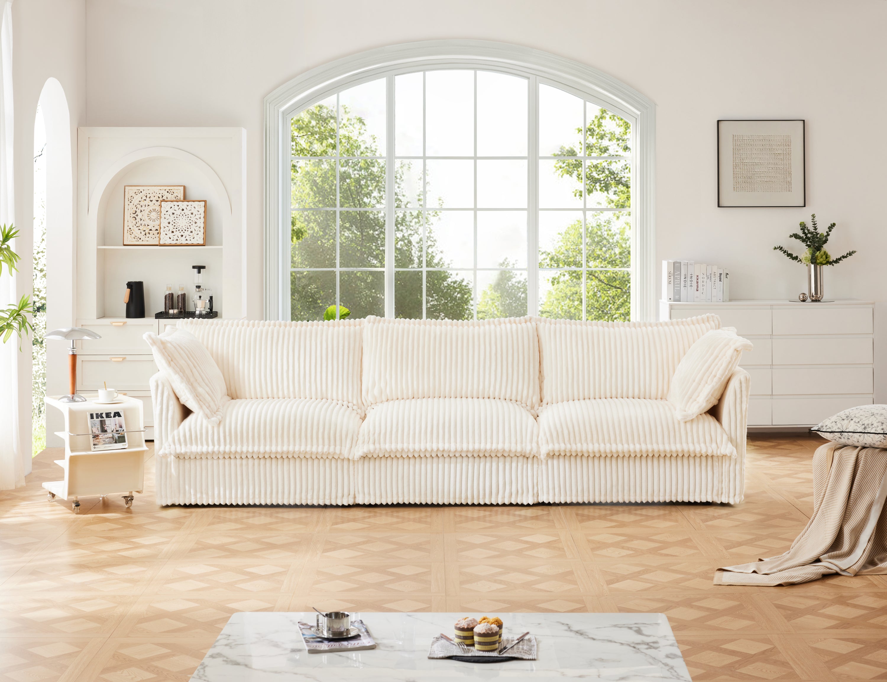 Cream Corduroy Sofa: Modern Comfort & Style