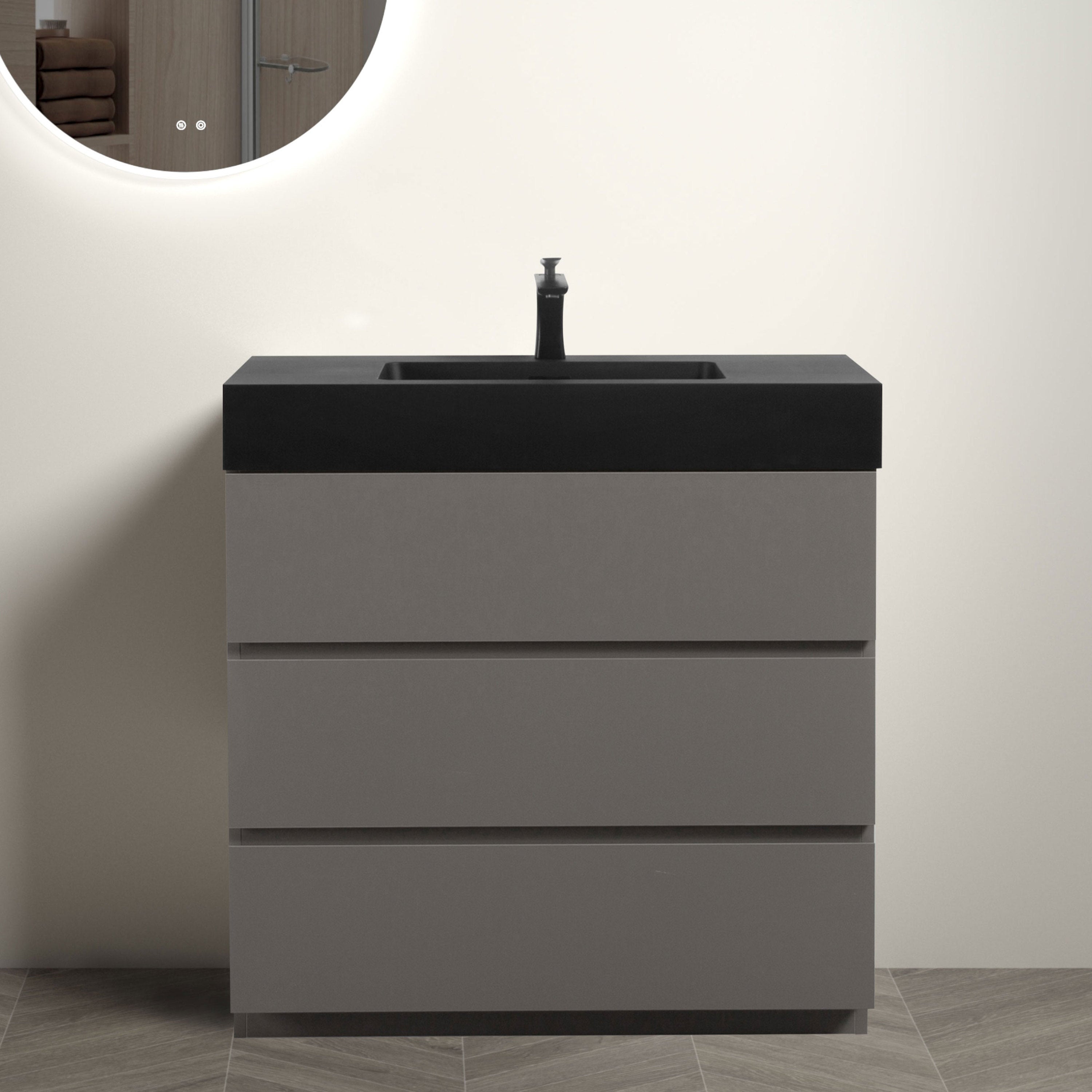 Alice 36" Gray Vanity: Modern Bathroom Storage