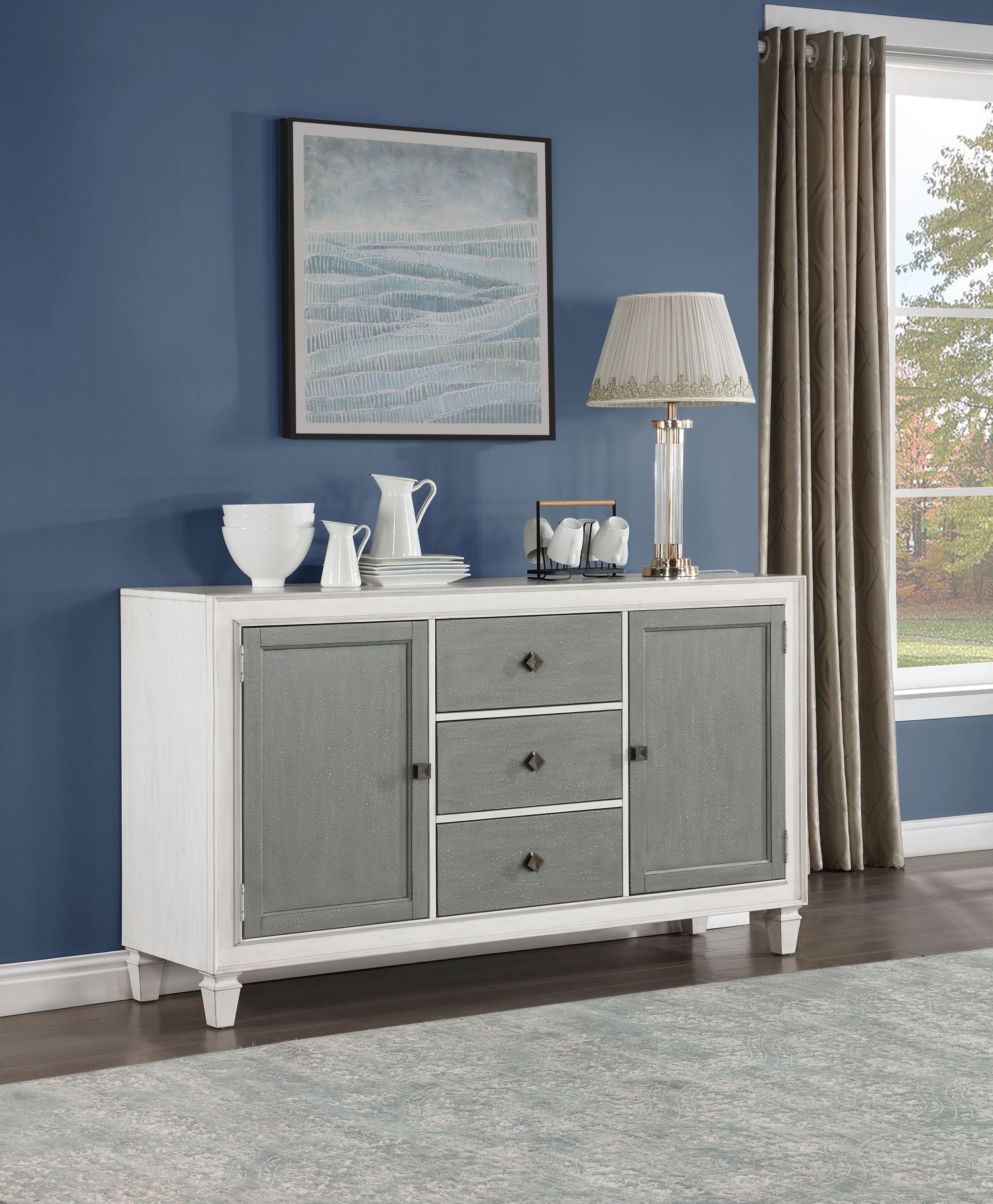 Katia Rustic Gray & White Server | Patio Furniture