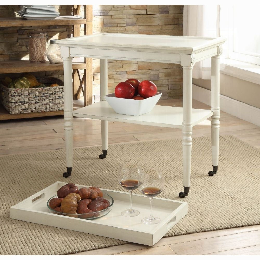 Antique White Serving Cart: Shelf & Style