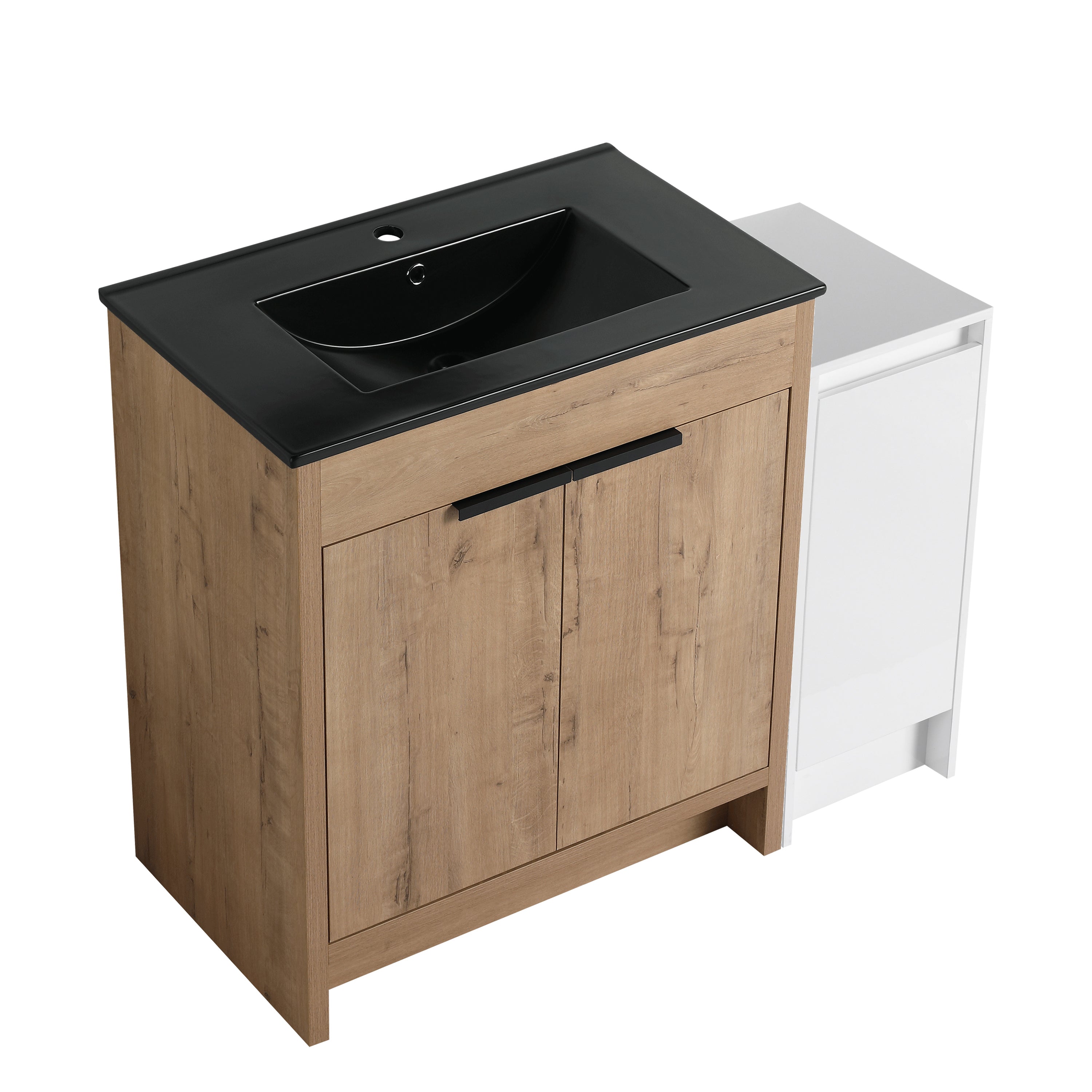 42" Black Bathroom Vanity with Storage & Soft Close