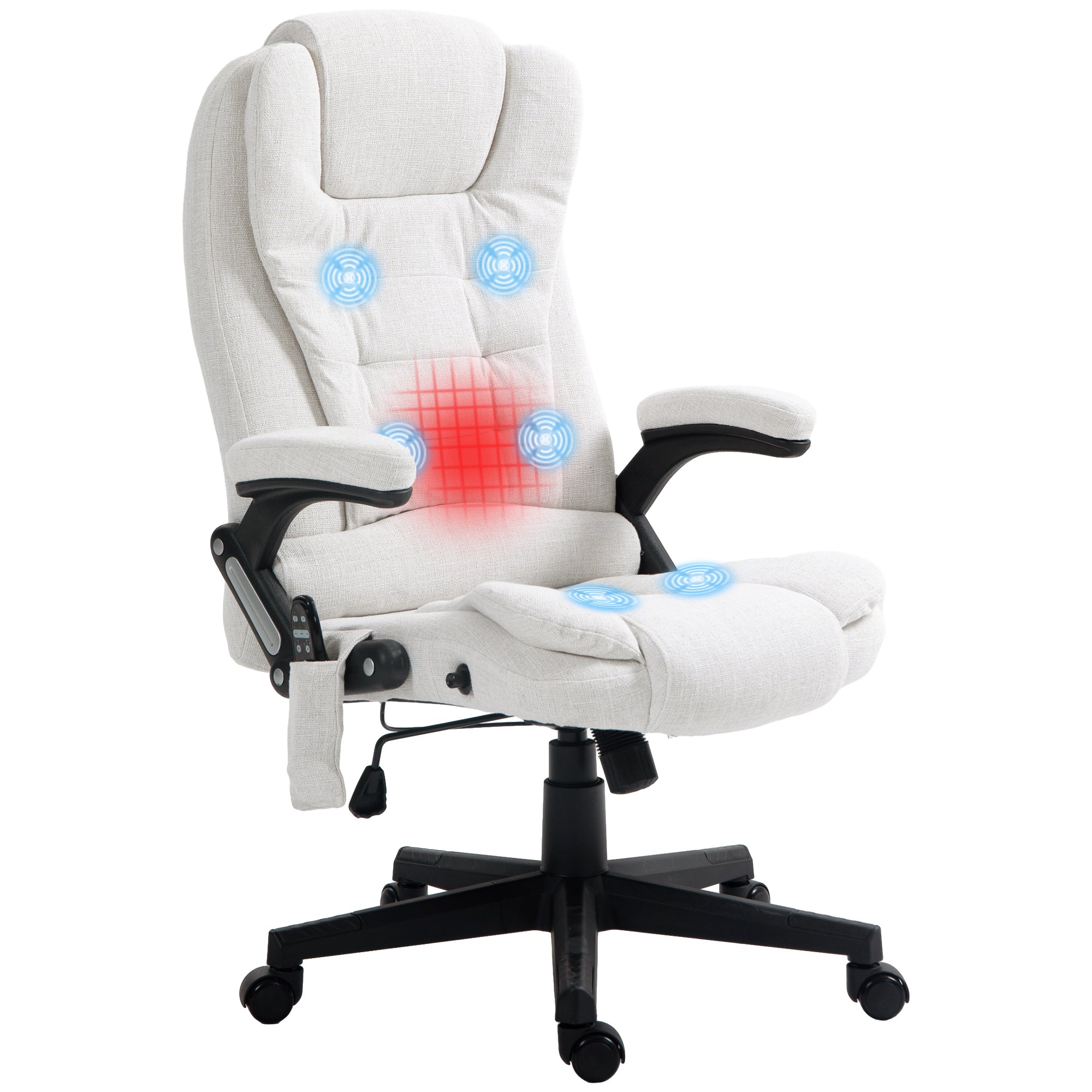 Vibrating Massage Office Chair w/ Heat, Cream White