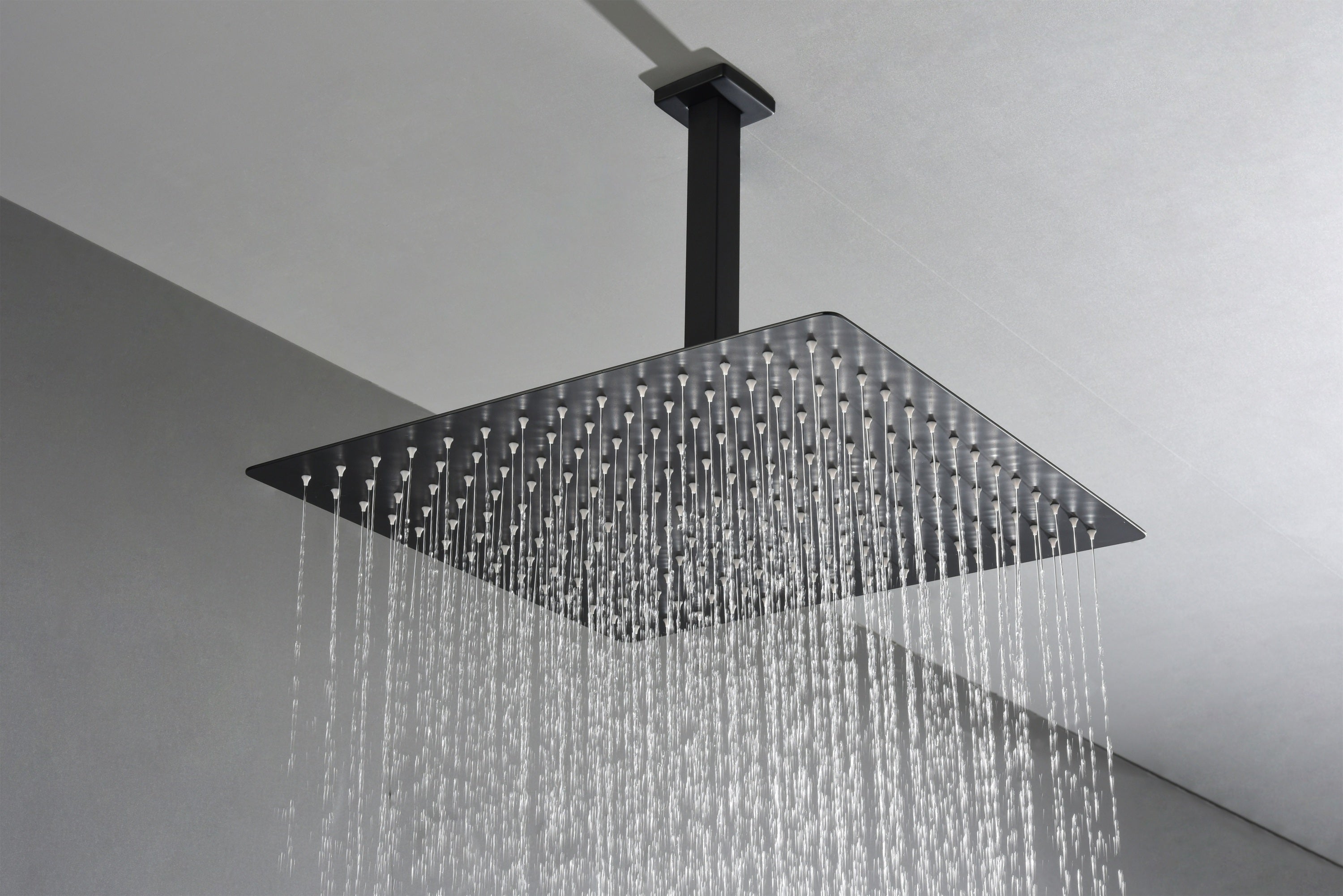 Luxury Matte Black Shower Head - 16"