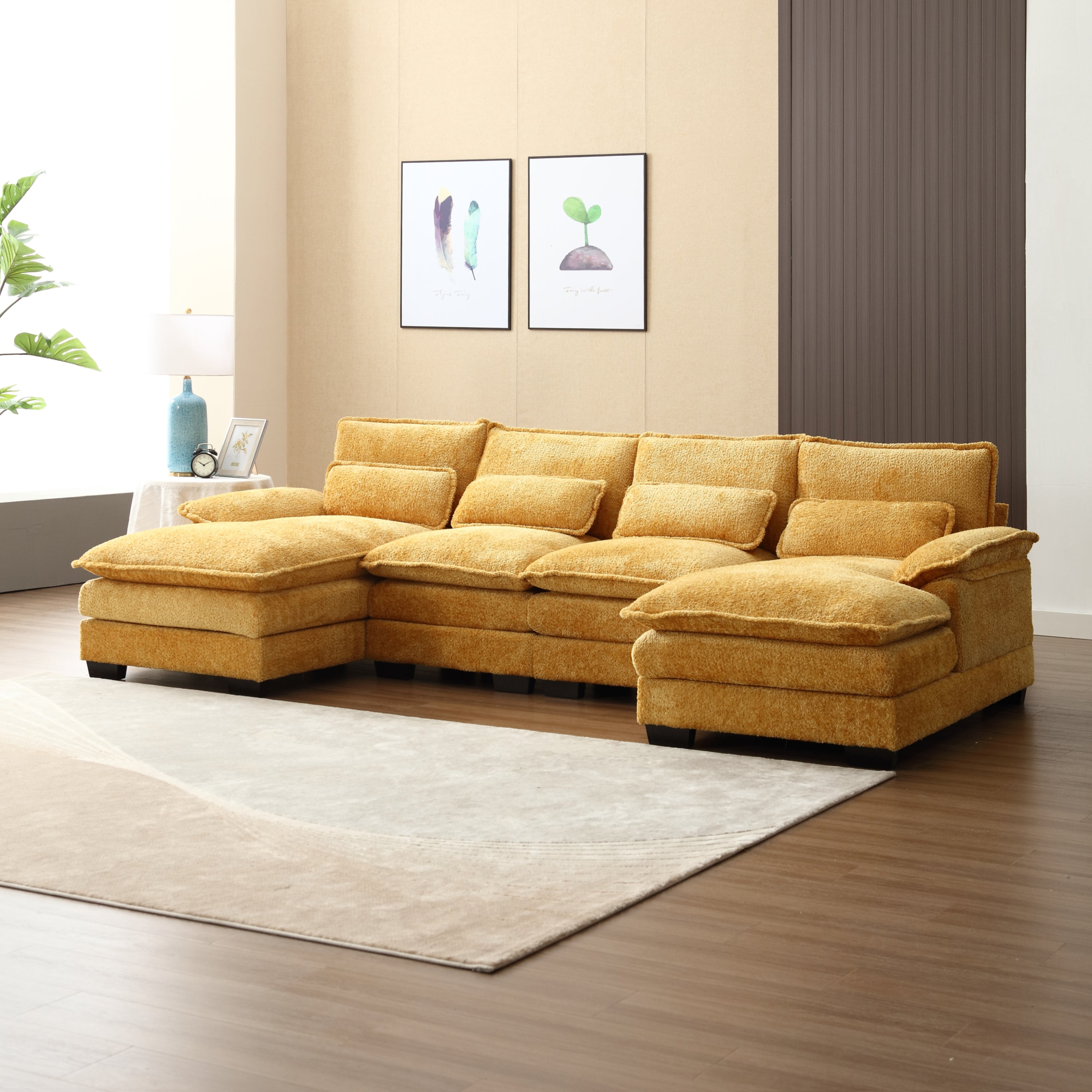Modern Chenille U-Shape Sectional Sofa | Large & Comfortable