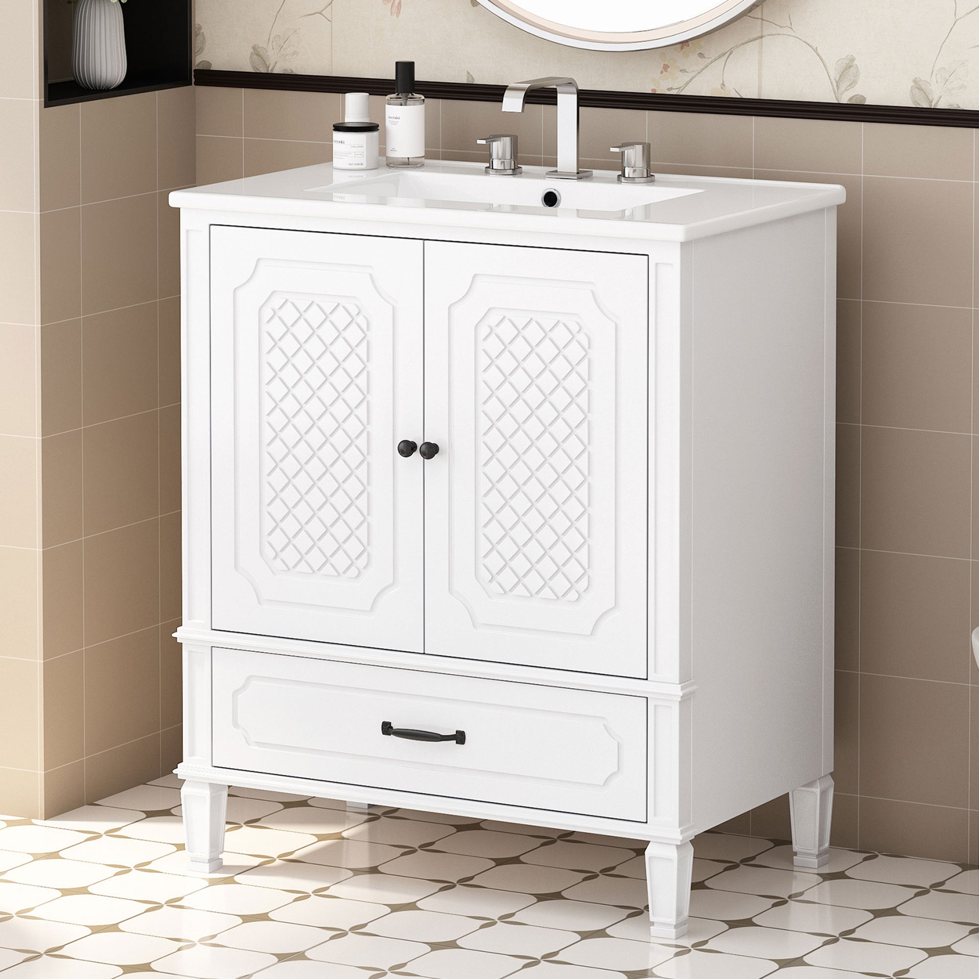 Vintage White 30" Bathroom Vanity with Sink