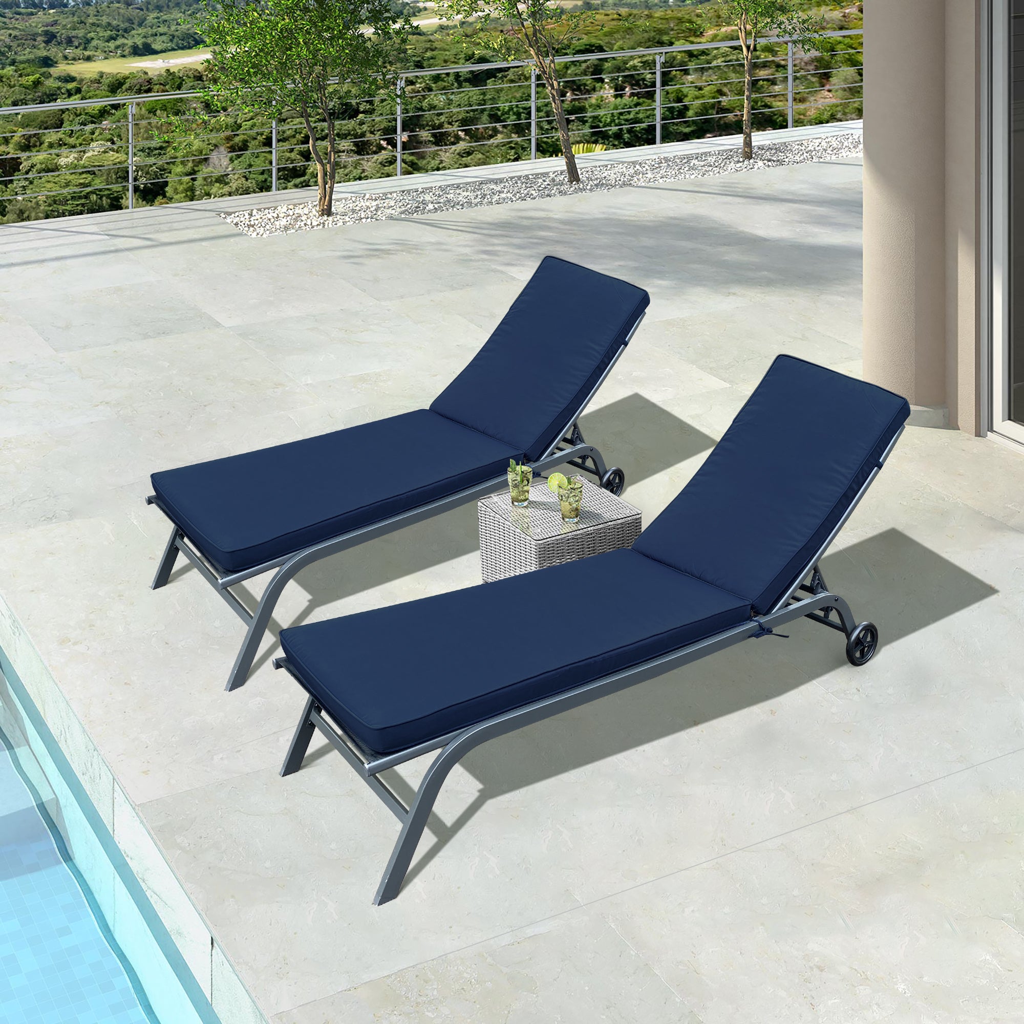 Patio Chair Cushions - Navy Blue (2-Pack)