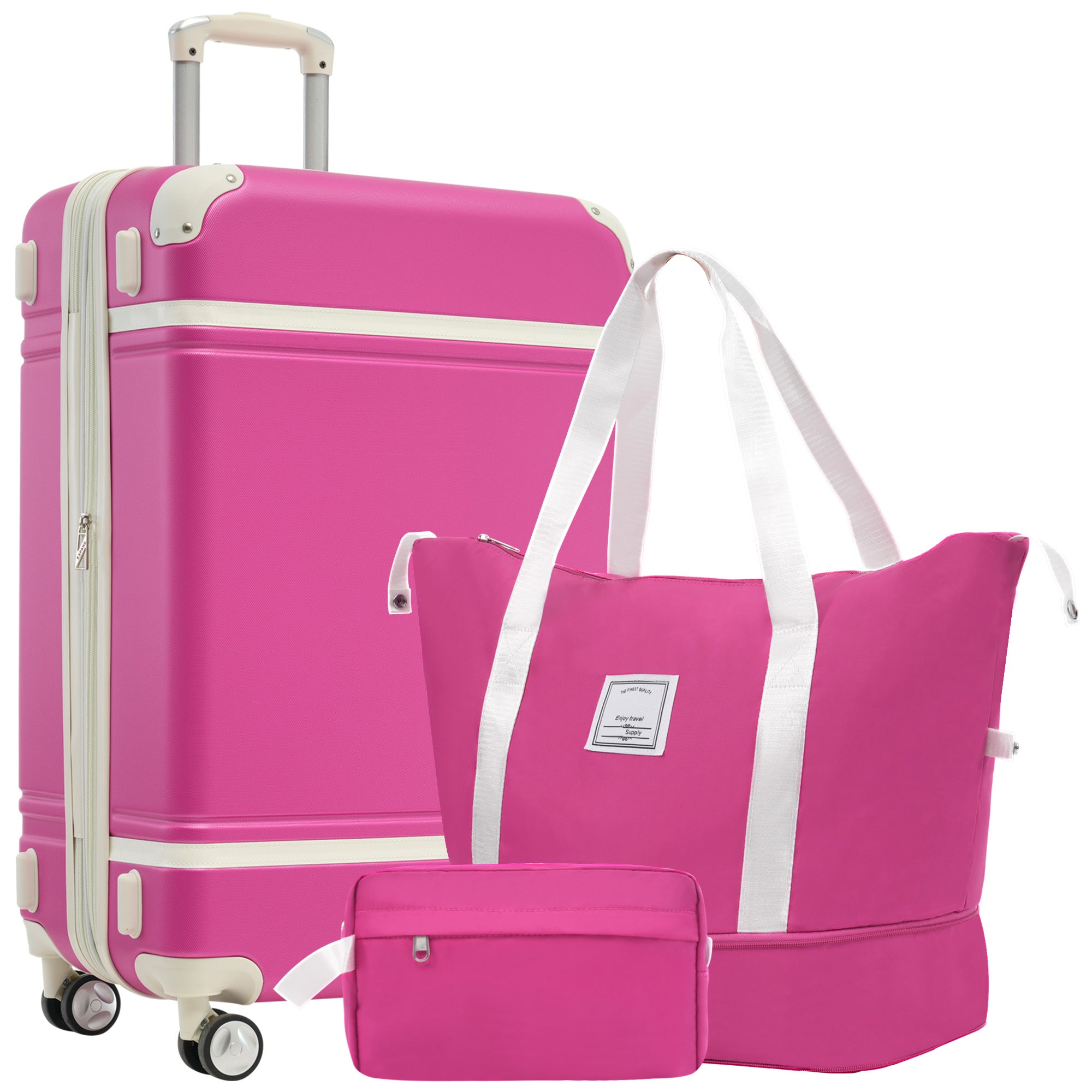Lightweight Pink Hardshell Luggage Set with TSA Lock