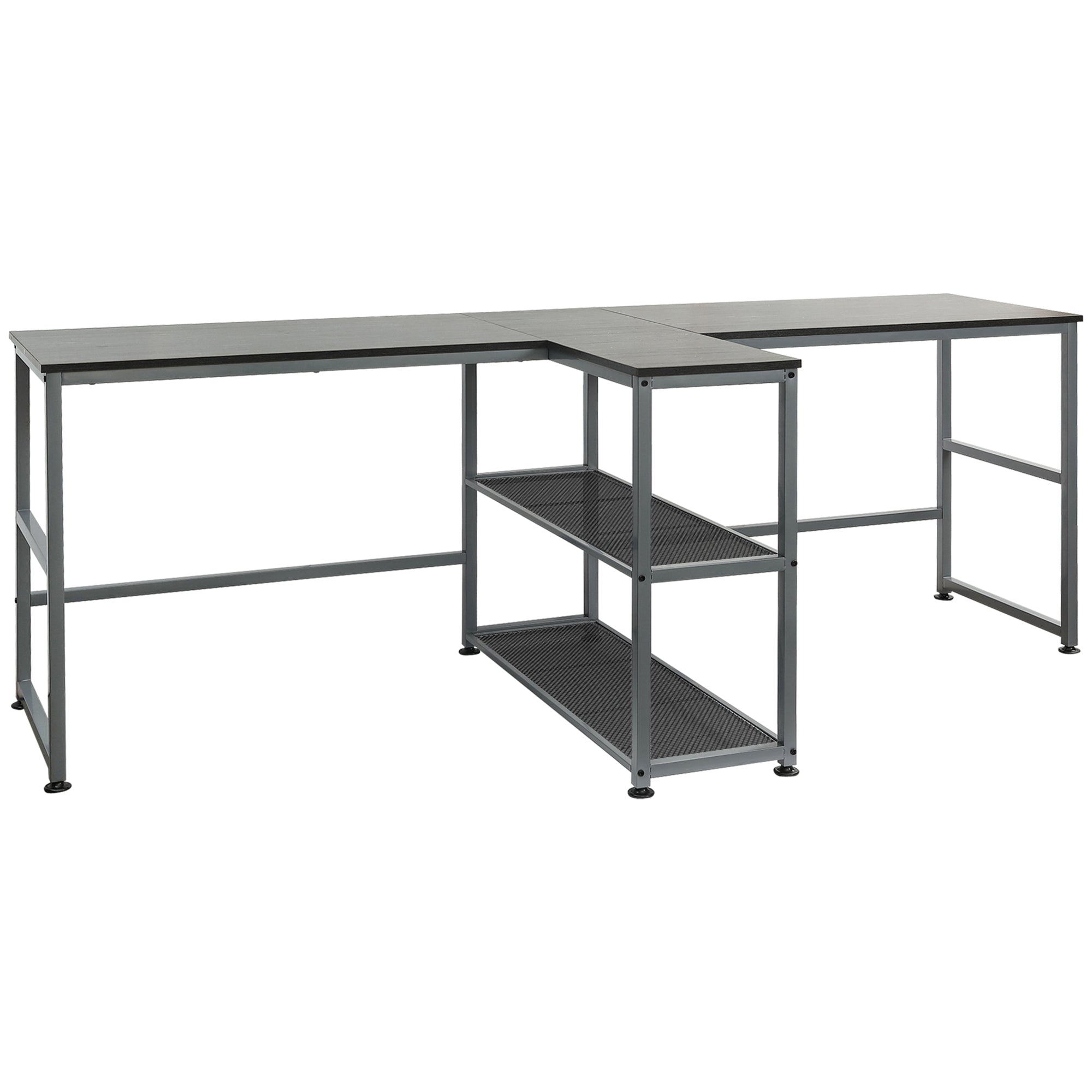 83" Double Desk w/ Shelves - Black