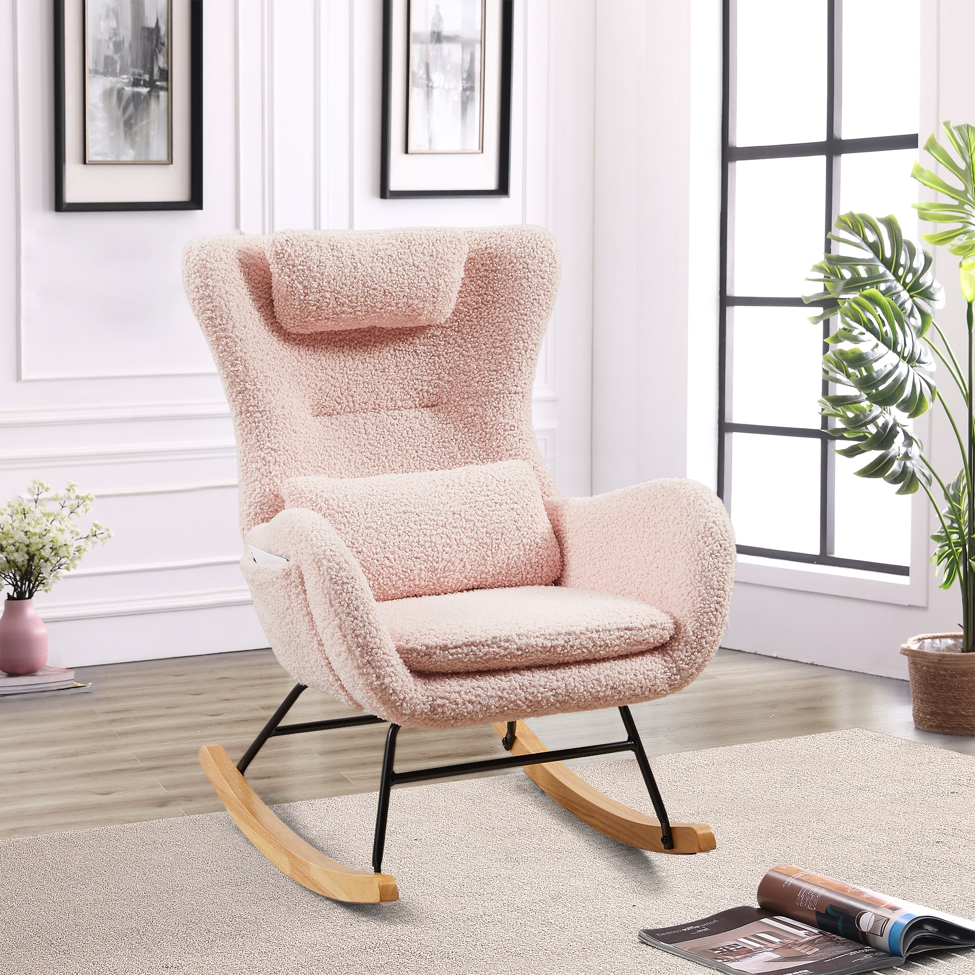 Modern Nursery Rocking Chair | High Backrest Rocker