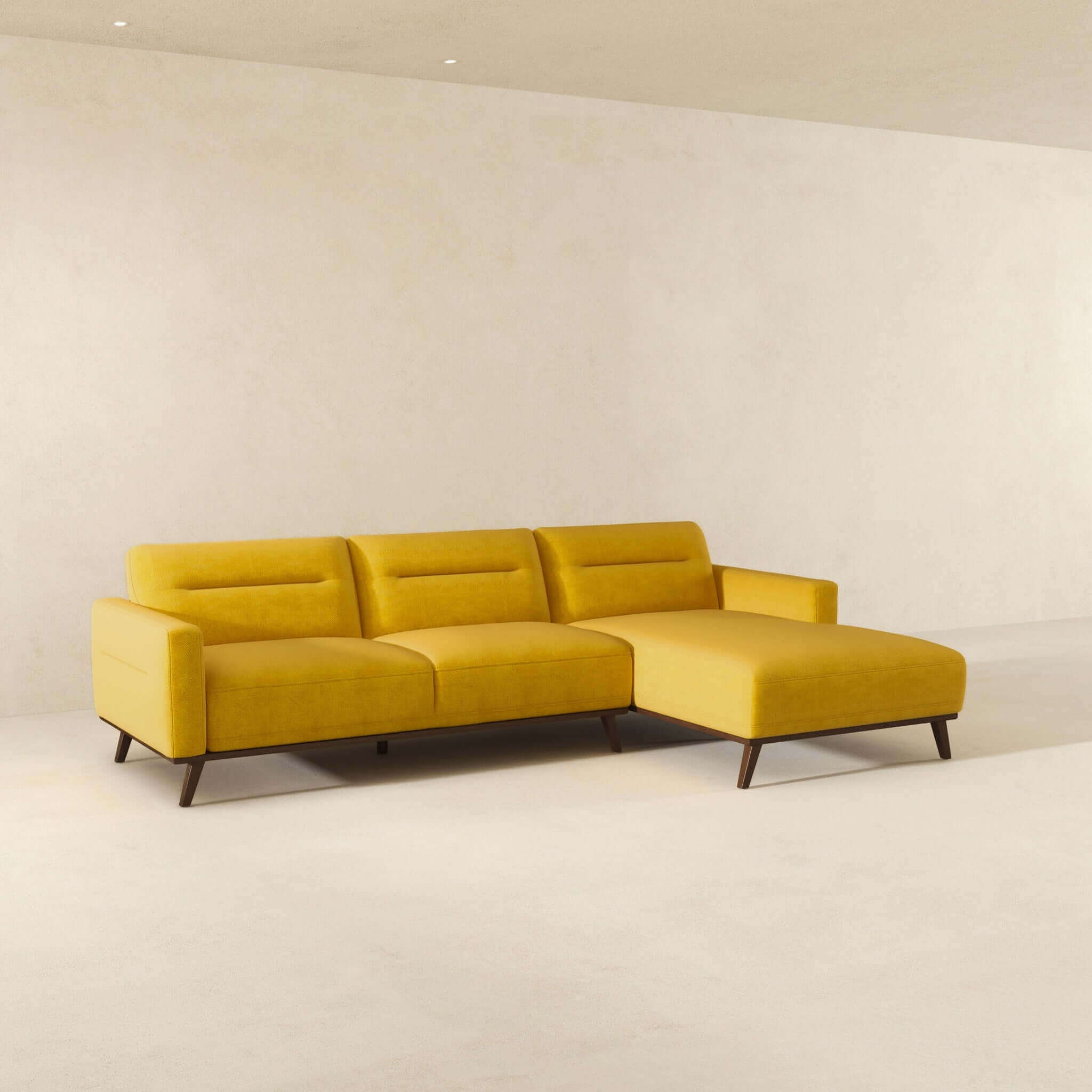 Ella Linen Sectional Couch: Dark Yellow L-Shape