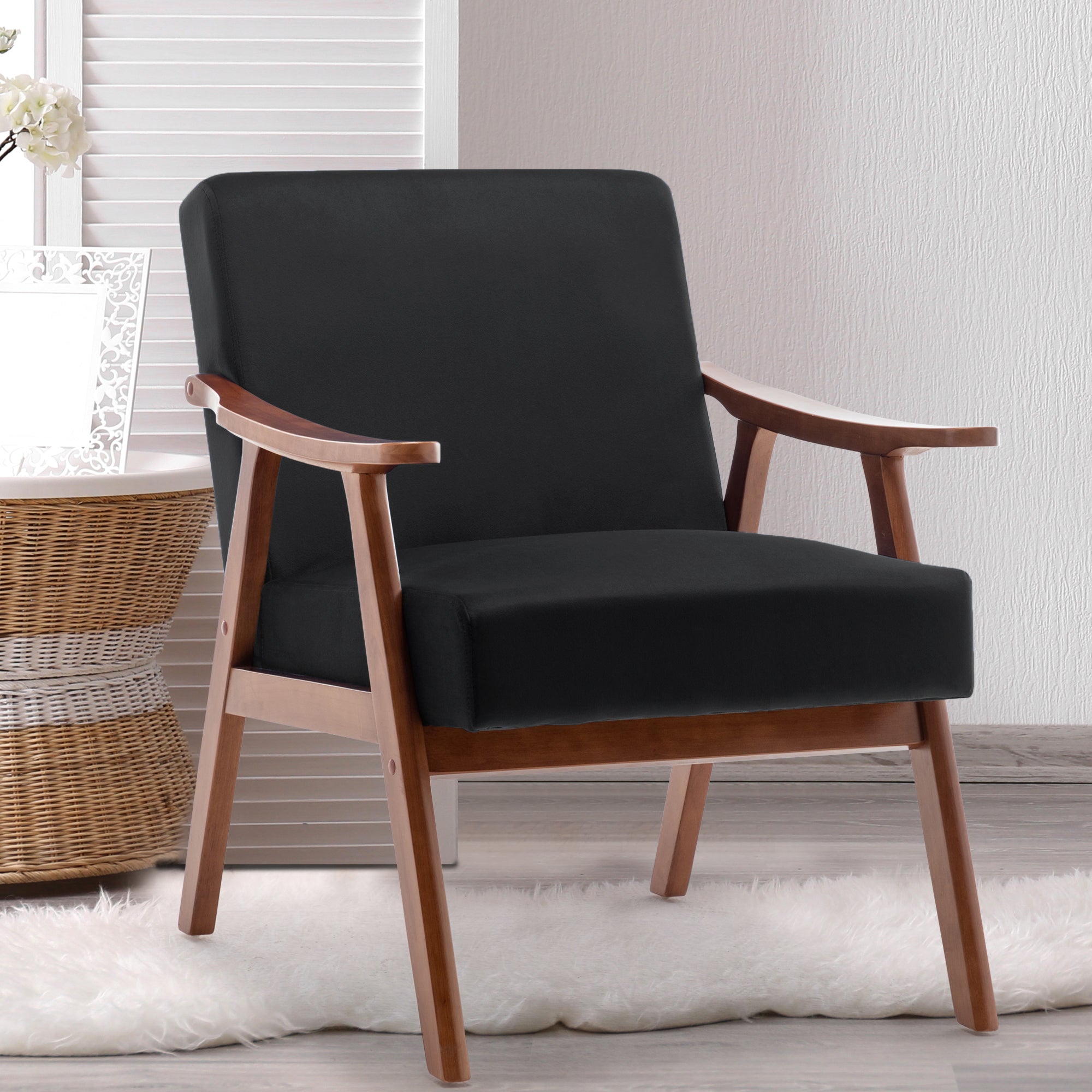 Mid-Century Modern Wingback Chair: Solid Wood