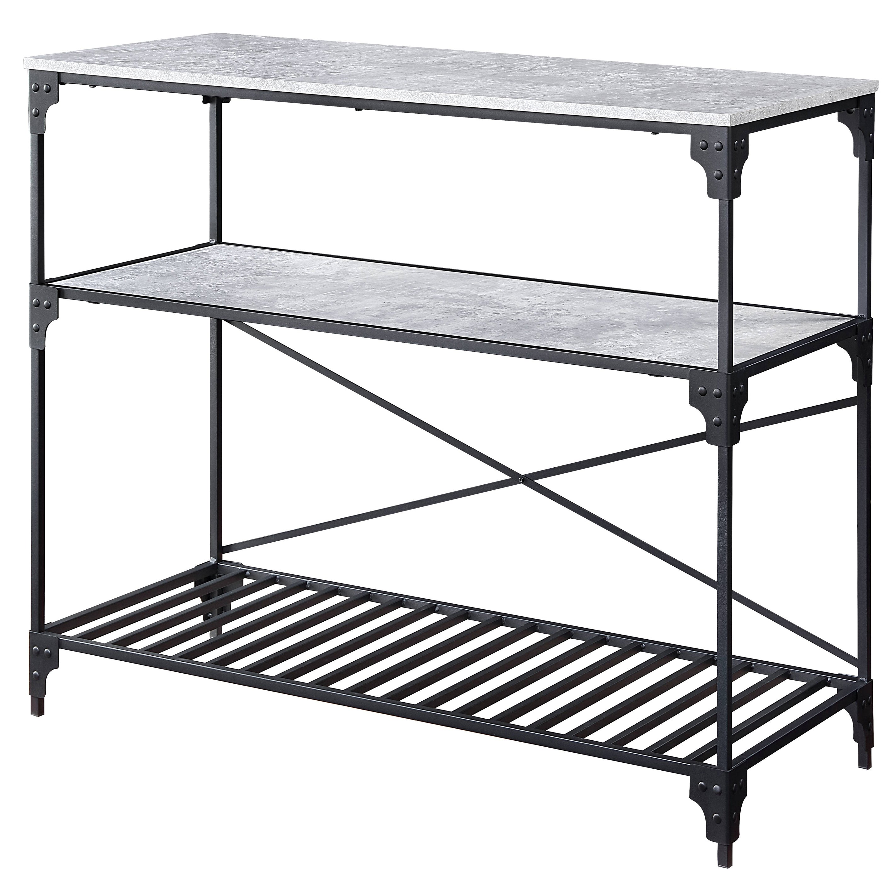 Black Concrete 2-Shelf Kitchen Island