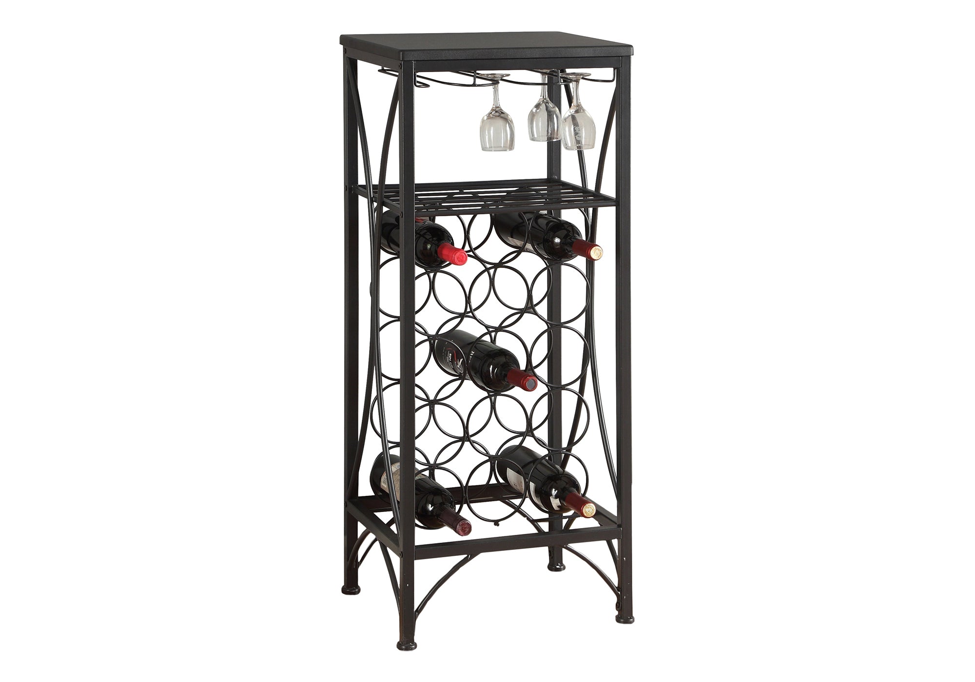 Black Metal Home Bar & Wine Rack: Transitional Style