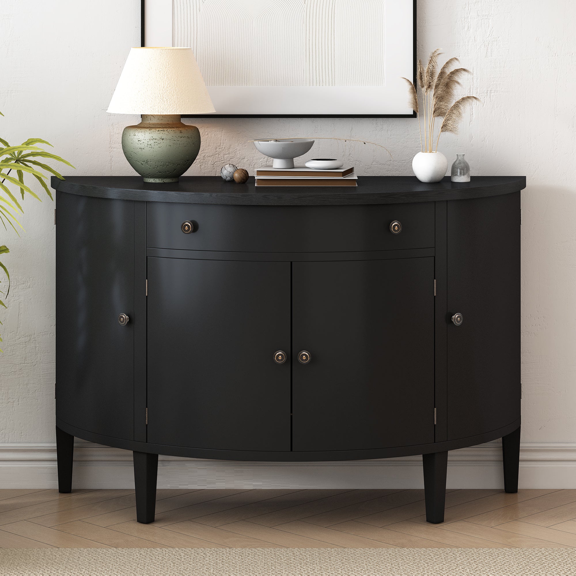 Curved Wood Cabinet: Stylish Storage for Hallways